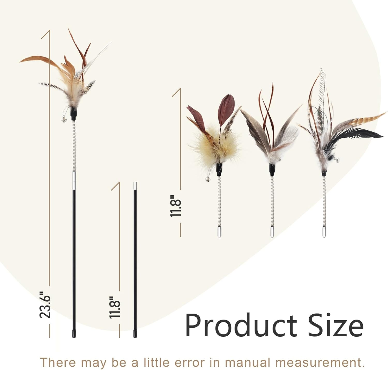 SONGWAY Cat Feather Wand Toy - Cat Teaser Toy Wand with 4 Flexible Spring Feather Refills, Interactive Cat Toys for Indoor Cats Kitten