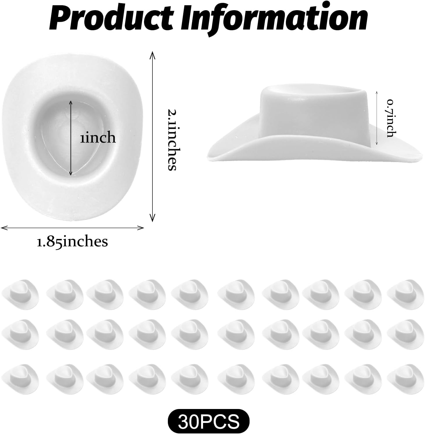 30 Pcs Plastic Mini Western Cowboy Hats Bulk White Mini Cowgirl Cowboy Hats Small Cowboy Hats Cute Miniature Hat for Crafts Bottle Cake Party Decoration image number 6