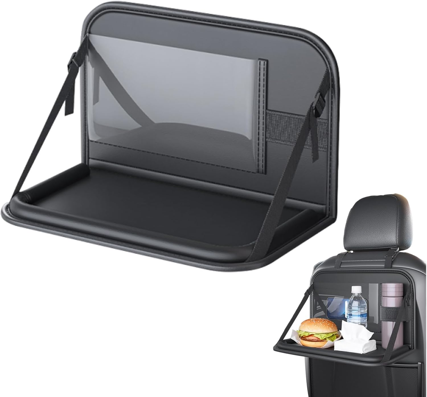Kids Car Tray - Storage Foldable Rear Desk Laptop Holder - Table for Car Seat | for Long Ride Toddler Airplane Camping Snack Time Eating Office Work Passenger image number 4