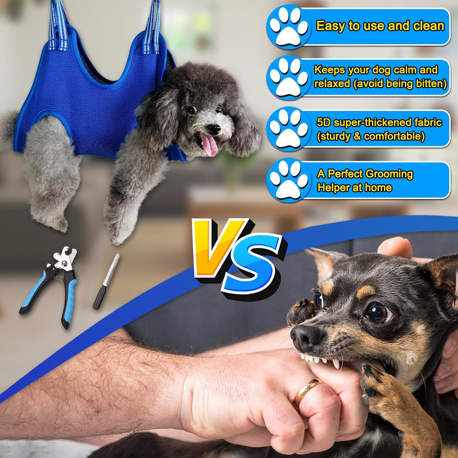 Dog Grooming Hammock Harness, Dog Sling Helper for Nail Trimming, Dog Hanging Hammock Restraint Bag for Nail Clipping/Claw Care (Medium) image number 4