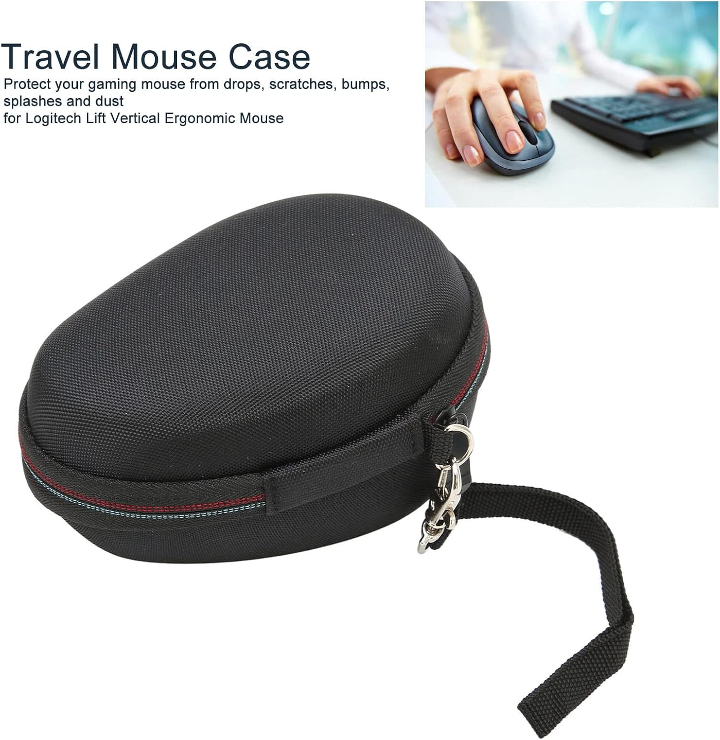 Case for Logitech Lift Vertical Ergonomic Mouse, EVA Hard Shell Travel Case, Portable Mouse Carrying Case Storage Box for Logitech Lift Vertical Ergonomic Mouse, Black Bag Only image number 2