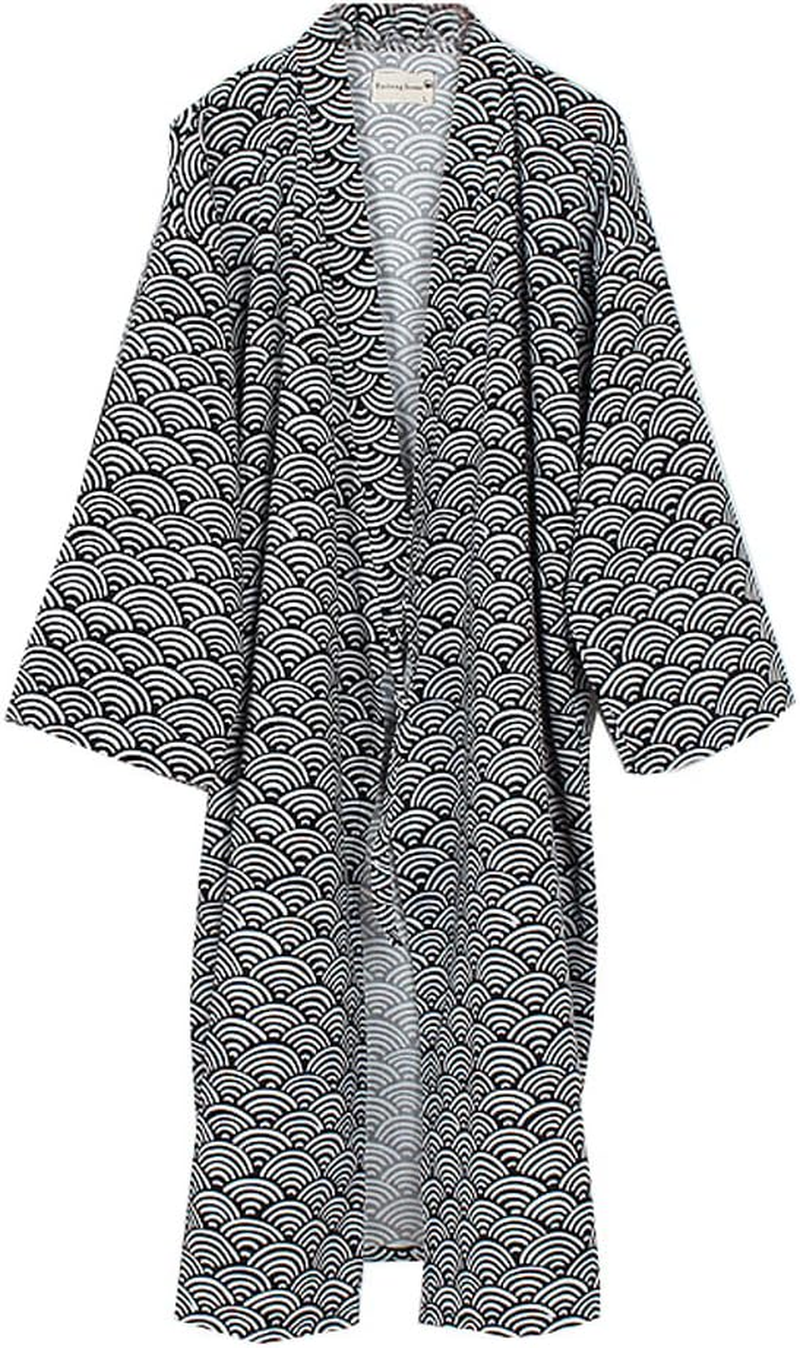 FANCY PUMPKIN Men'S Yukata Robes Kimono Robe Khan Steamed Clothing Pajamas, Navy192, Large image number 3