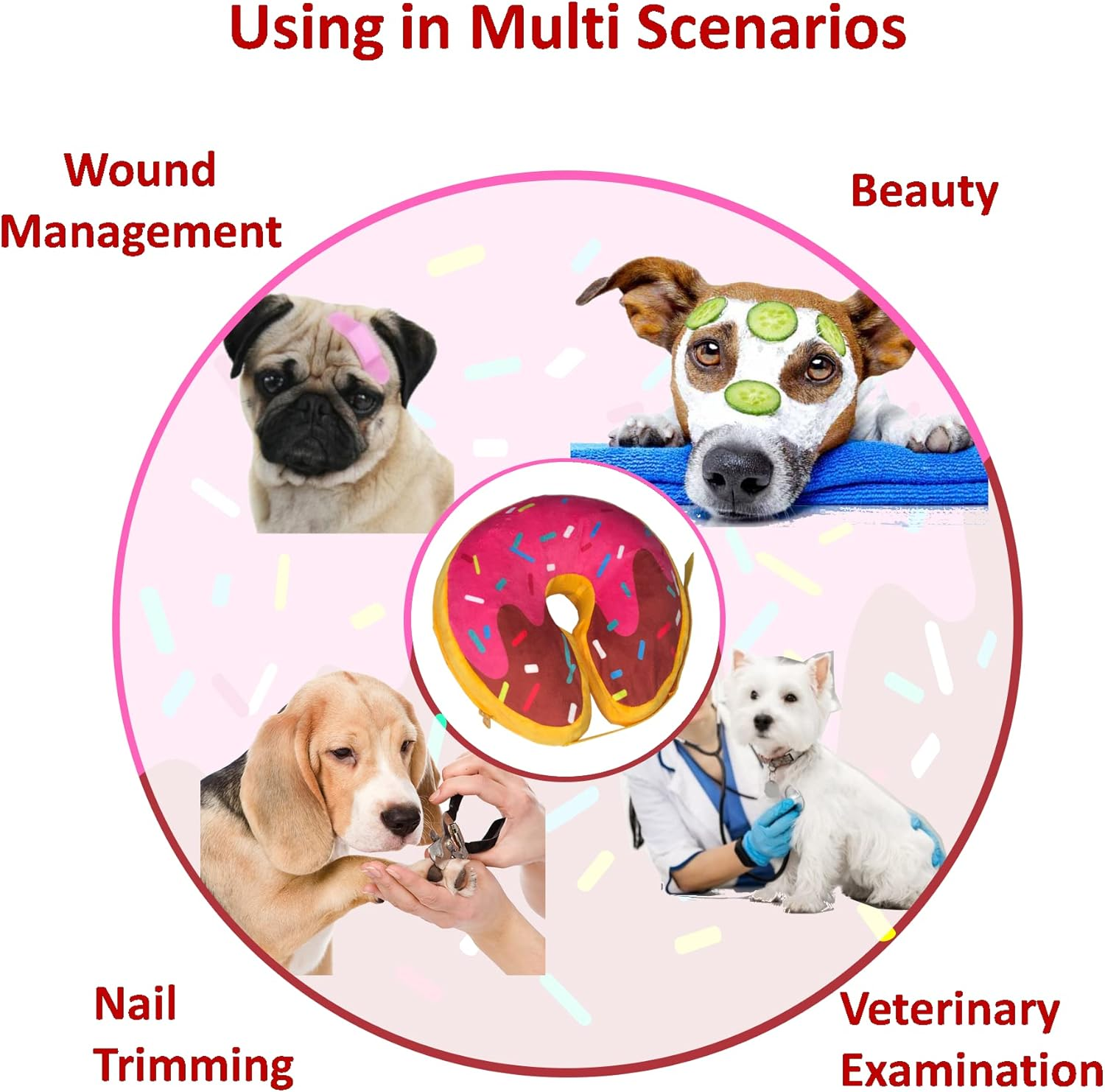 Dog Neck Donut Collar - Inflatable Dog Donut Collar for after Surgery - Elizabethan Collar for Dogs, Dog Inflatable Recovery Collar, Dog Doughnut Collar (Medium)