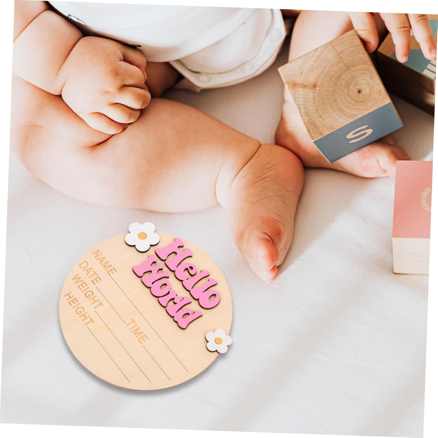 Beaupretty Announcement Sign Newborn Nursery Decor Milestone Plaque Safe Birth Name Plate for Photo Props and Party Celebration image number 2