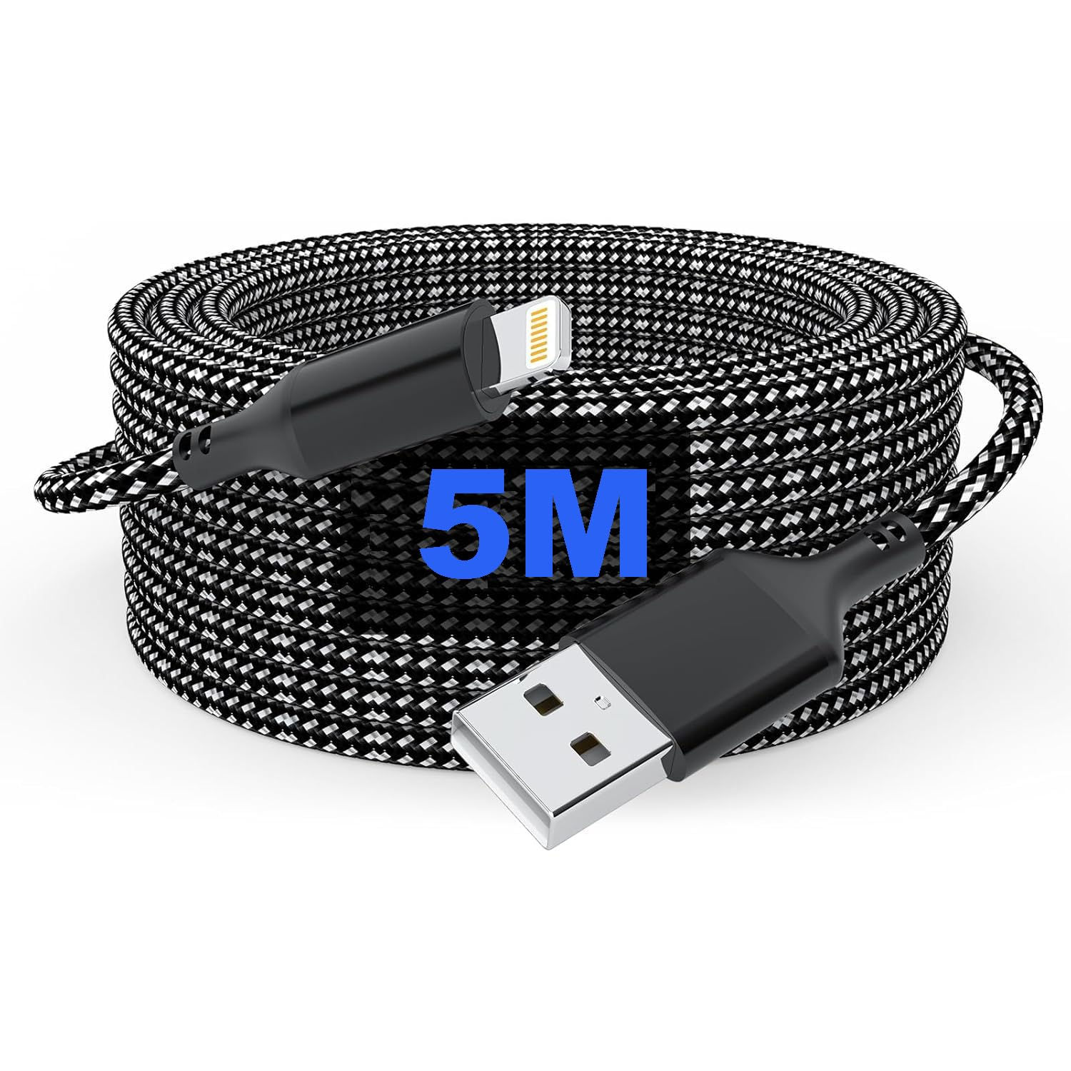 5M Extra Long Iphone Charger Cord [Apple Mfi Certified] Braided Iphone Charger Fast Charging USB to Lightning Cable for Iphone 14/13/12/11, Ipad
