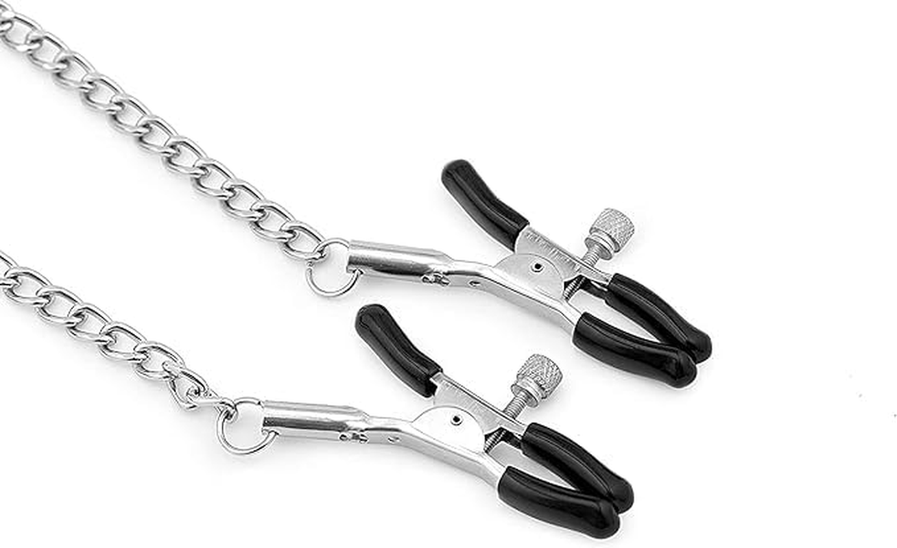 Nipple Clamps with Choker Set Nipple Clips Chain Clamps for Women Chokers for Women Nipple Non Piercing Bells image number 4