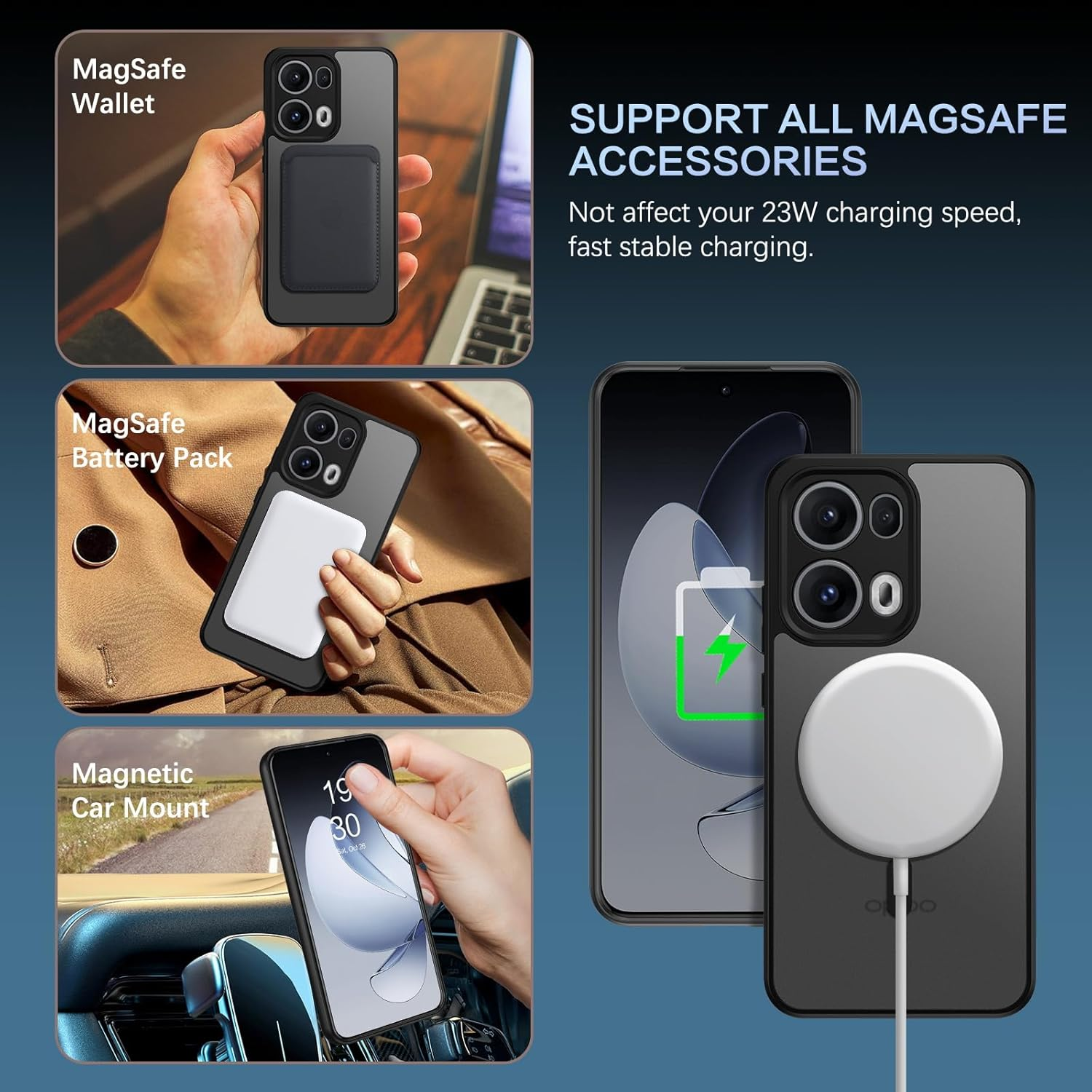 DUEDUE for Oppo Reno 13 Pro 5G 6.83" Case Magnetic, Compatible with Magsafe, [Skin-Touch] Matte Translucent Shockproof Military-Grade Protection Slim Cover for Oppo Reno13 Pro, Black image number 1