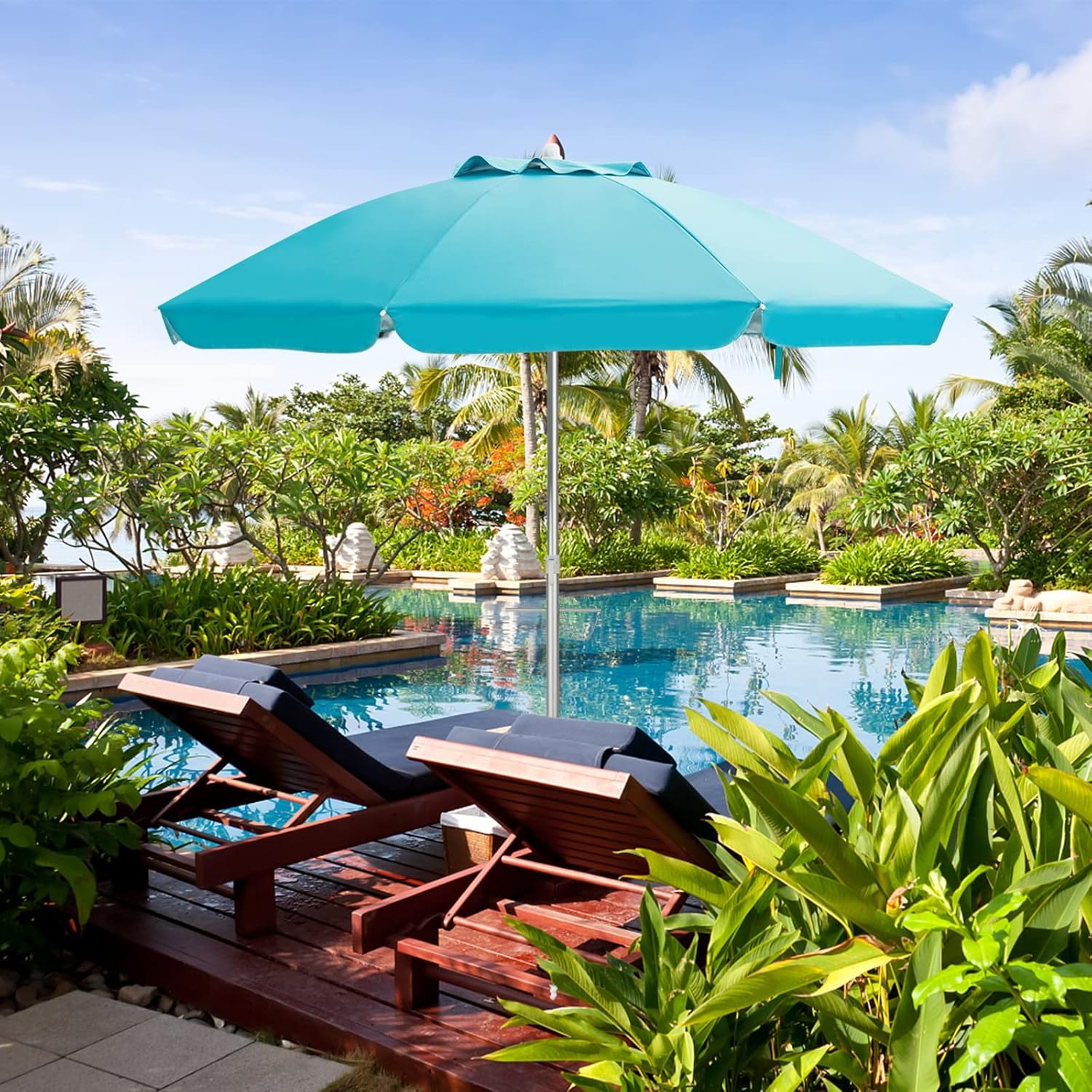 Costway 198Cm Beach Umbrella W/Sand Anchor, Outdoor Patio Umbrella W/Push Button Tilt & UPF 50+ Protection, Portable Sunshade Umbrella W/Carry Bag for for Beach Patio Garden Outdoor image number 6