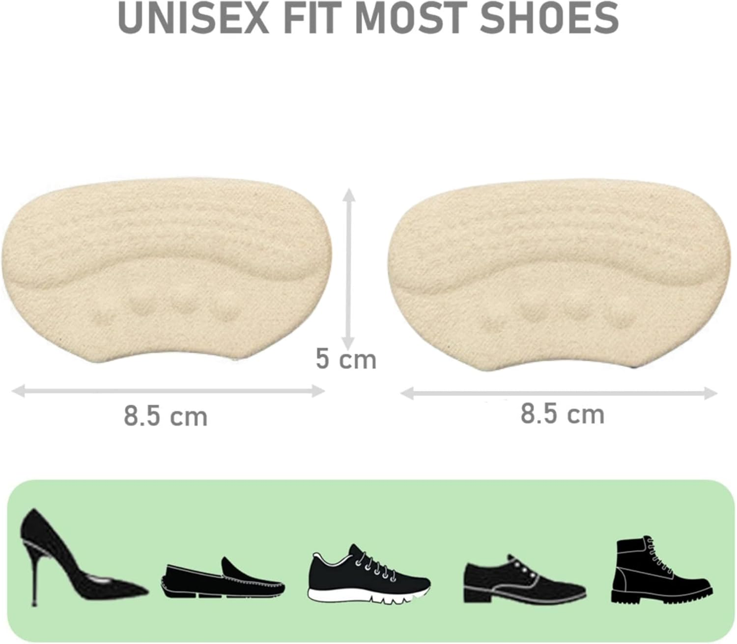 10Pcs Anti-Slip Heel Grips, Thick Liners & Fillers for Half-Size Too Big or Loose Shoes, Heel Cushion Inserts, Heel Pads to Prevent Slipping Out, Rubbing and Blisters(Beige 4Mm) - Beige image number 6