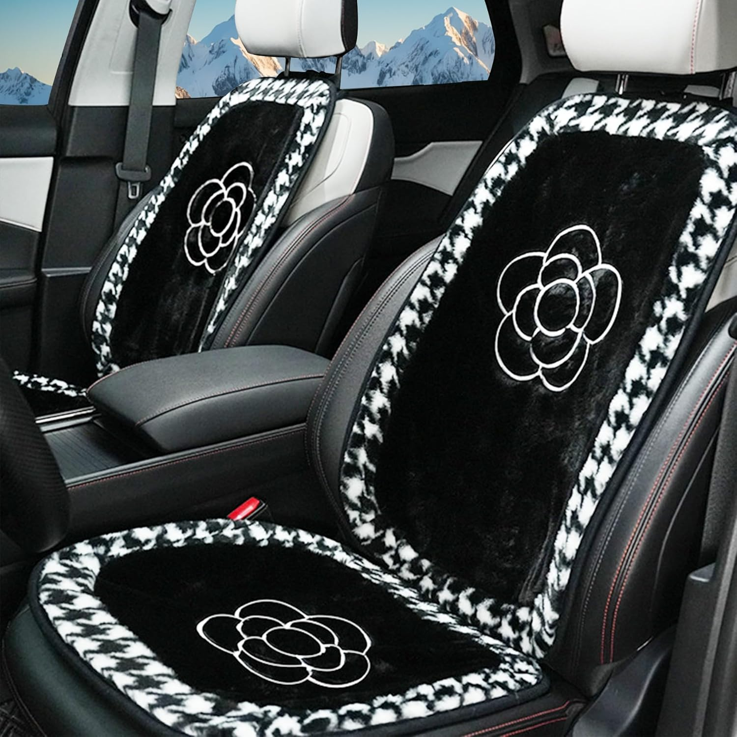 Car Front Seat Covers Protectors 2Pcs Seat Cushion Mat, Universal Fit, Anti-Slip Soft Padded Car Interior Covers for Automotive, SUV, Truck, and Van image number 6