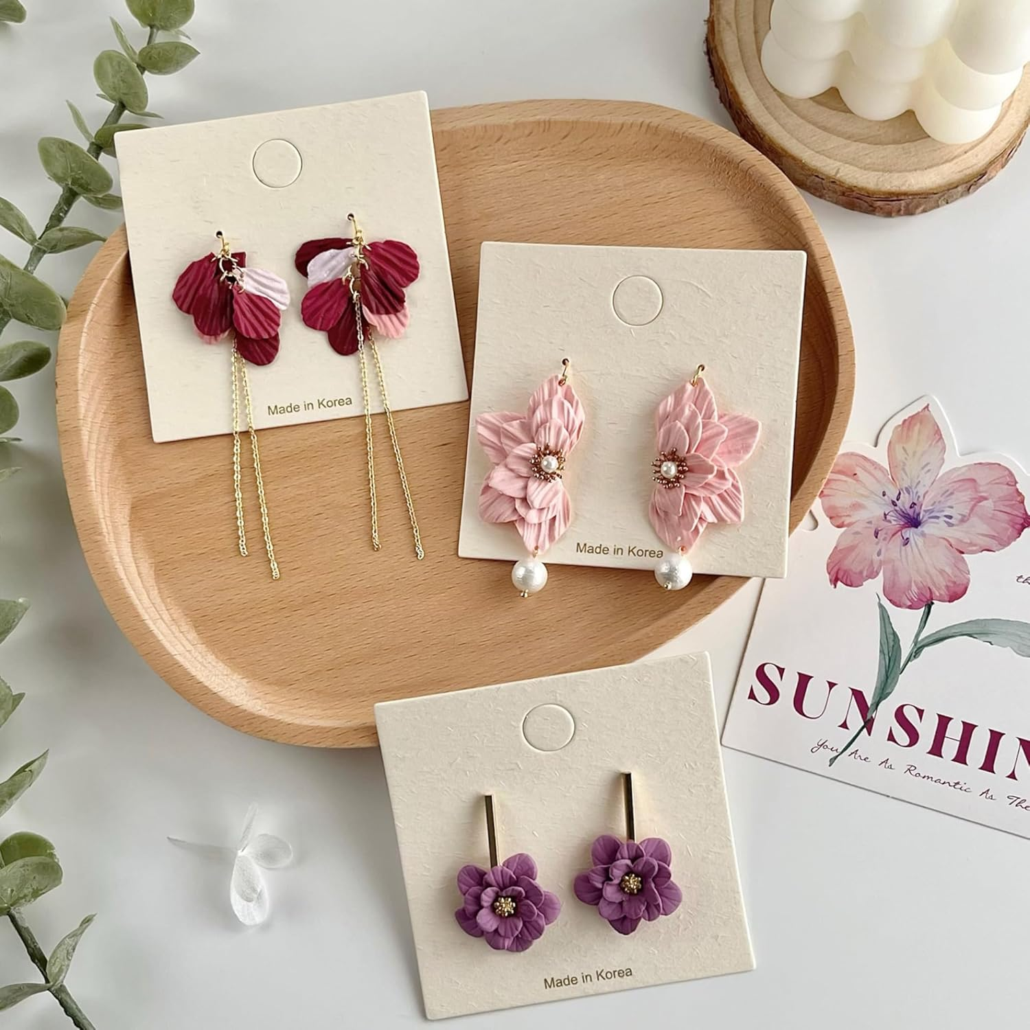 Flower Petal Clay Cutters - 3Pcs Polymer Clay Cutters for Earrings Making with 1Pc Petal Press Mold - Jewelry Making Tools - Leaf1 image number 5