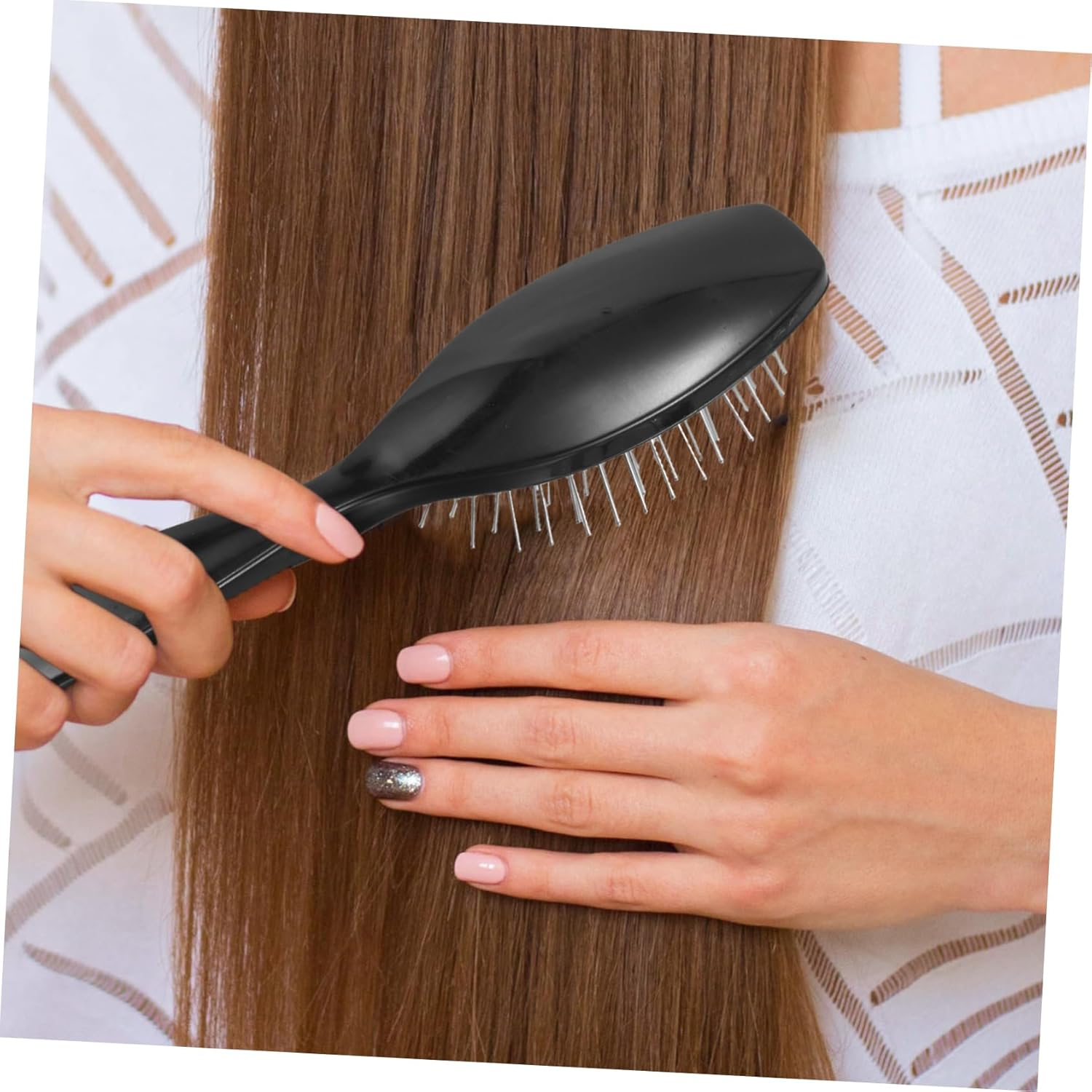 VINTORKY Professional Static Wig Brush with Steel Bristles Portable Synthetic Hair Detangling Tool for Curly and Straight Wigs image number 6