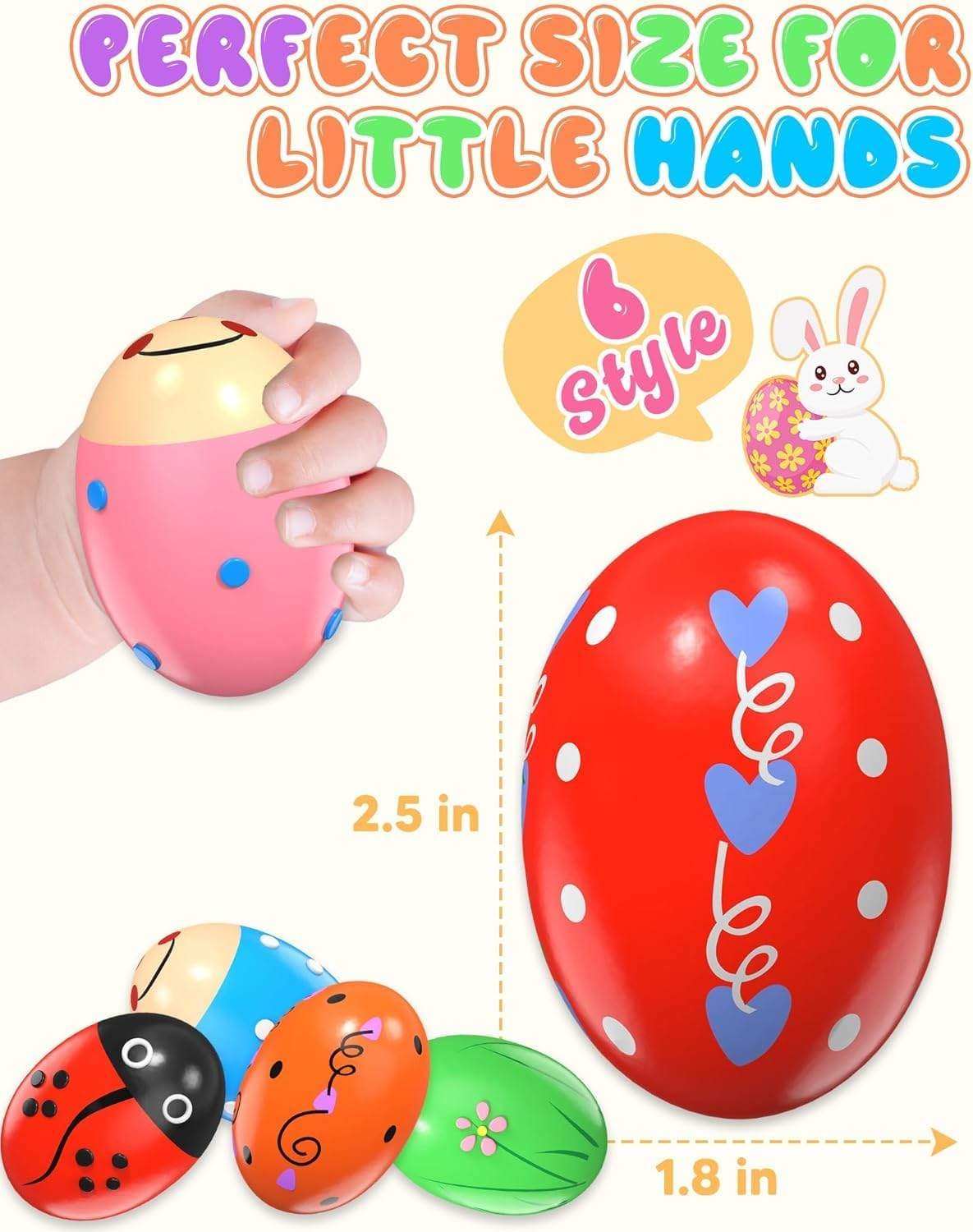 6 Pack Wooden Percussion Musical Easter Eggs, Adorable Wooden Egg Maracas Musical Colorful Percussion Easter Egg Shakers, for Party Favors, Classroom Prize Supplies, Musical Instrument image number 4