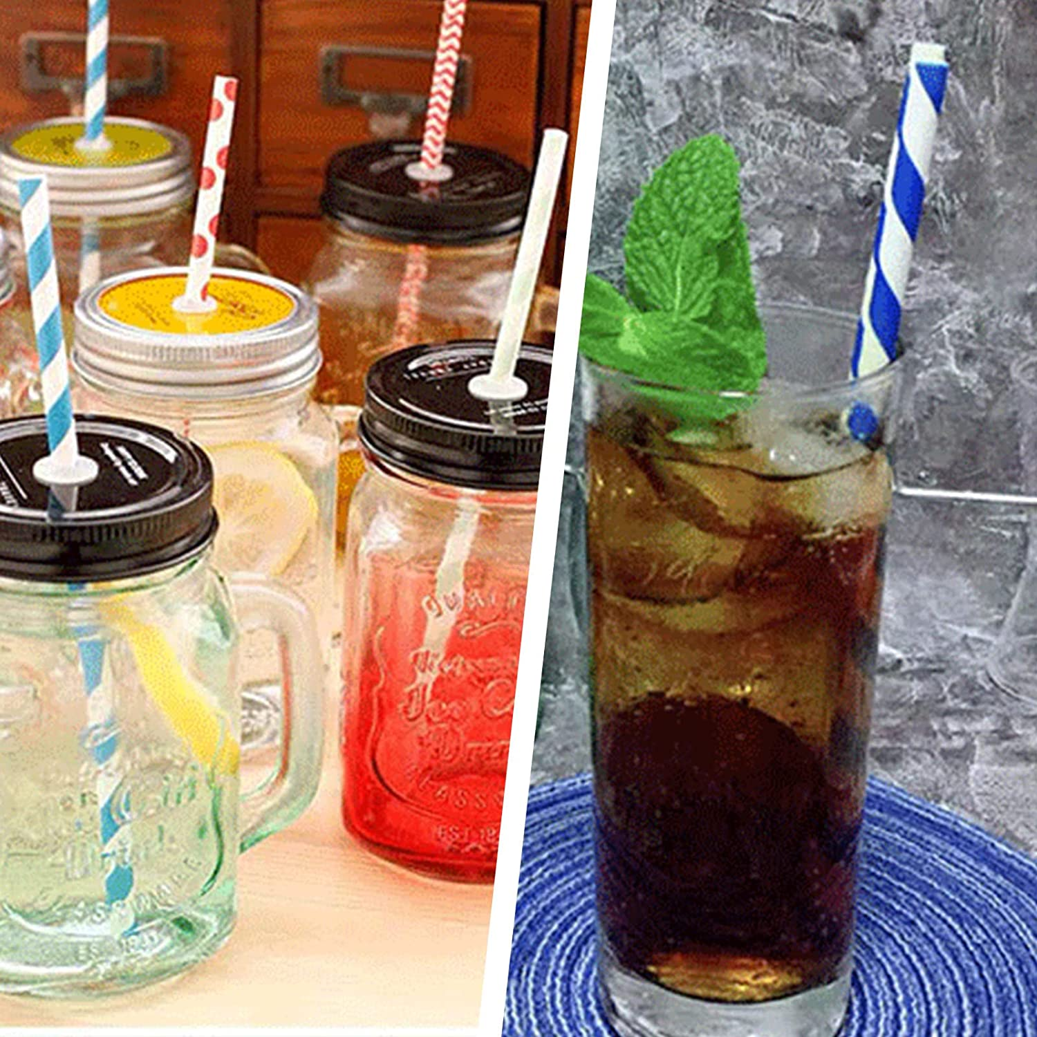 100PCS Biodegradable Paper Straws Bulk, Assorted Colors Drinking Straws for Juice, Shakes, Cocktail, Coffee,Soda, Milkshakes, Smoothies,Celebration Parties and Arts Crafts Projects DPS-100A