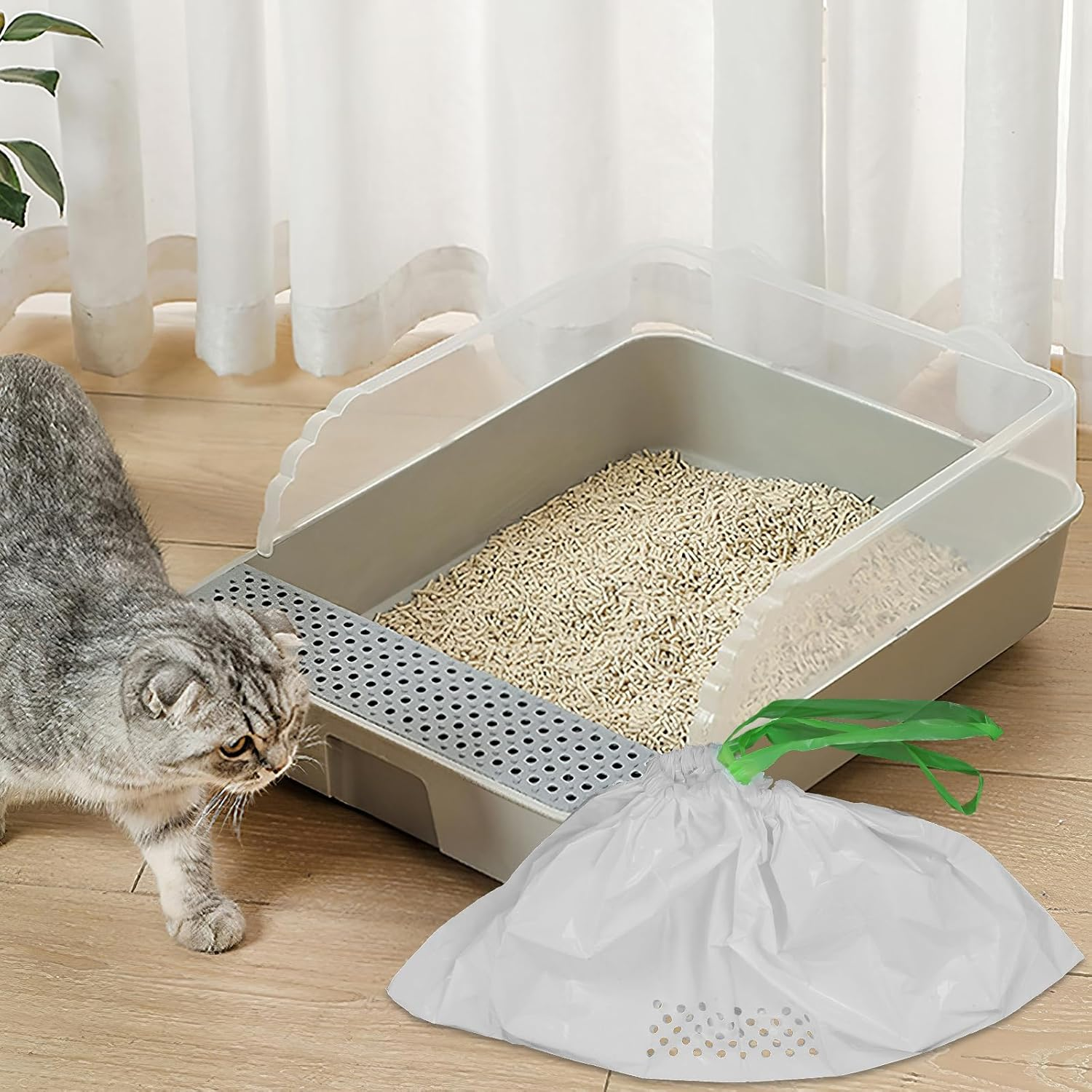 Iplusmile Pack of 7 Pet Cat Litter Filter Bags for Dogs Cat Litter Bag Liner Disposable Bin Bags Litter Tray Bag Cat Waste Bag Cat Litter Filter Bag image number 1