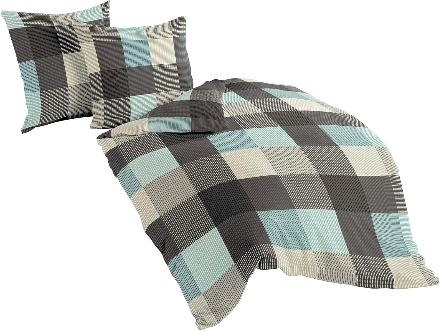 Bierbaum 6452_02 Flannelette Bedding Design 135 X 200 Cm and 80 X80 Cm Turquoise image number 1