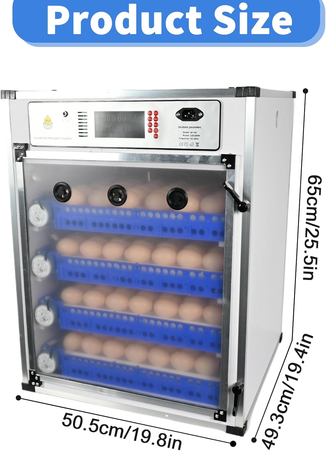 CHAOFLIGHT Egg Incubators, Automatic Incubator Machine with Built-In Egg Turner and Lntelligent Temperature Controller & Humidity Monitoring, for Chick Fry, Duck, Goose, Pigeon, Parrot (272 Eggs) - 272 Eggs image number 5
