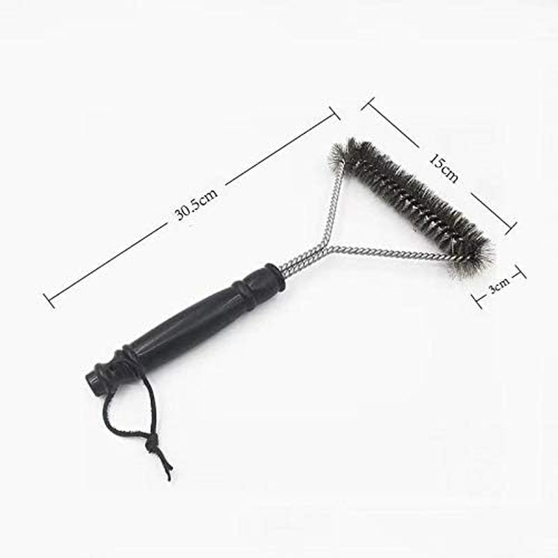 Entemah 12 Inch 3-Sided Grill Brushes, BBQ Brush Cleaner with Hanging Loop, Stainless Steel Woven Grill Accessories image number 1