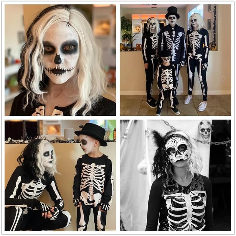 Women'S Short Curly Hair Wave Wig Christmas Cosplay Daily Party Black and White Yin-Yang Wig