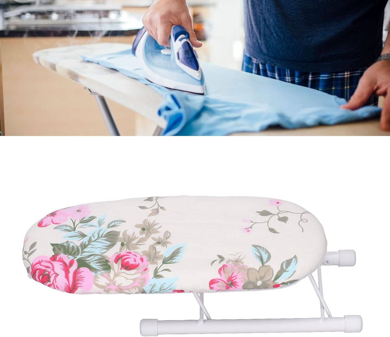 Tabletop Ironing Board, Portable Ironing Board with Folding Legs, All Iron Frfoldable with Cotton Cover, Stable Table for Sewing, Craft Room, Dorm, Home image number 1