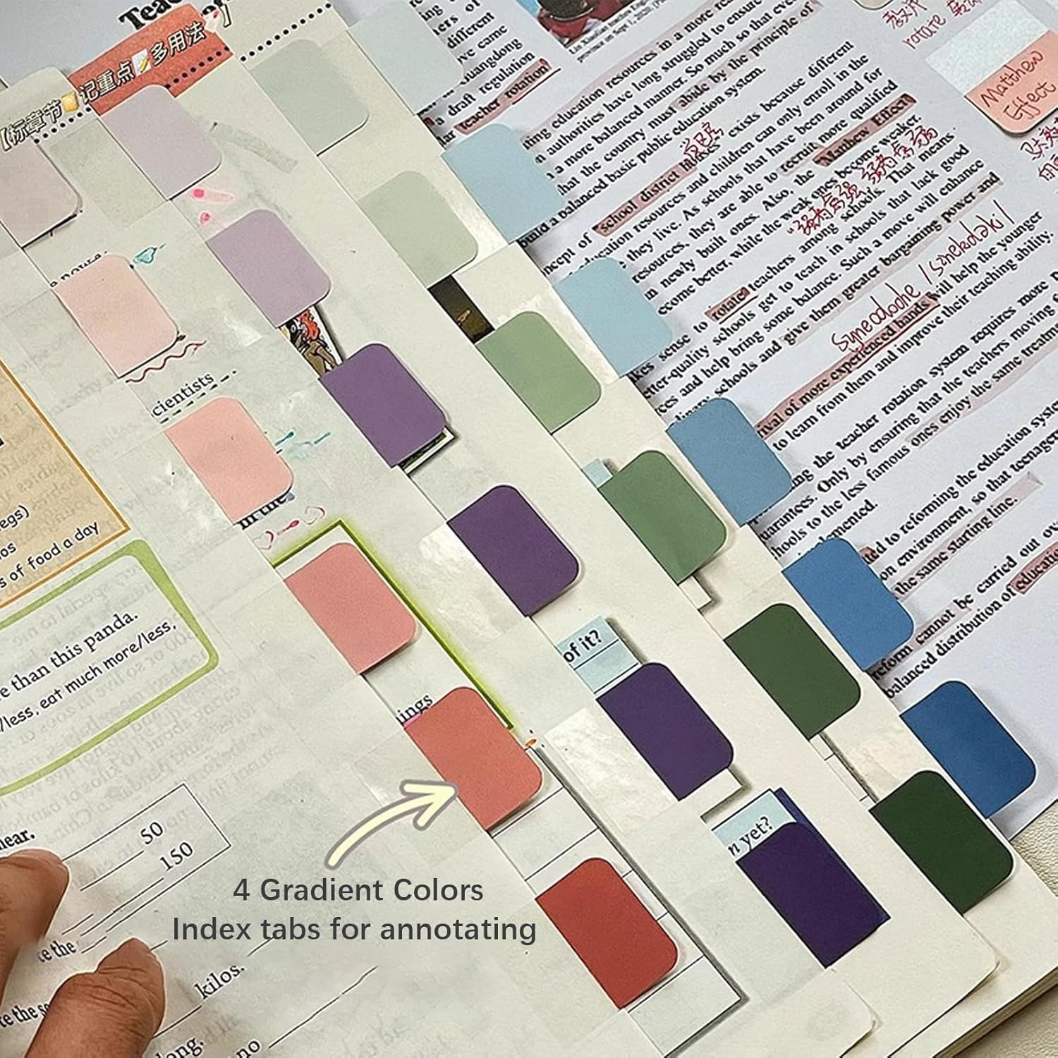 Gradient Sticky Notes Tabs, Transparent Sticky Tabs, Index Tabs, Sticky Notes Writable Annotation Tabs for Book Reading, File Classification, Book Tabs Flags, Label, Page Markers (Gradient Green M) - Gradient Blue L image number 3