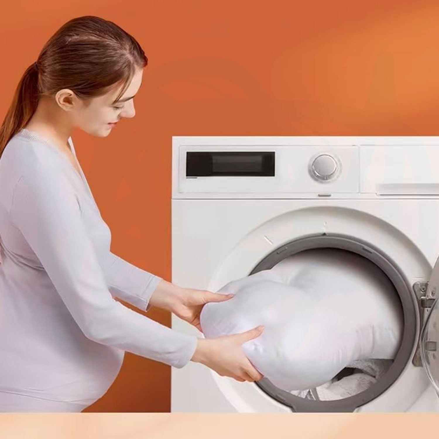 Side Sleeper Pregnancy Pillow | Breathable Knitted Cotton Cover，Adjustable Support for Waist, Legs & Belly | Blue-White Maternity Pillow with Removable Cover