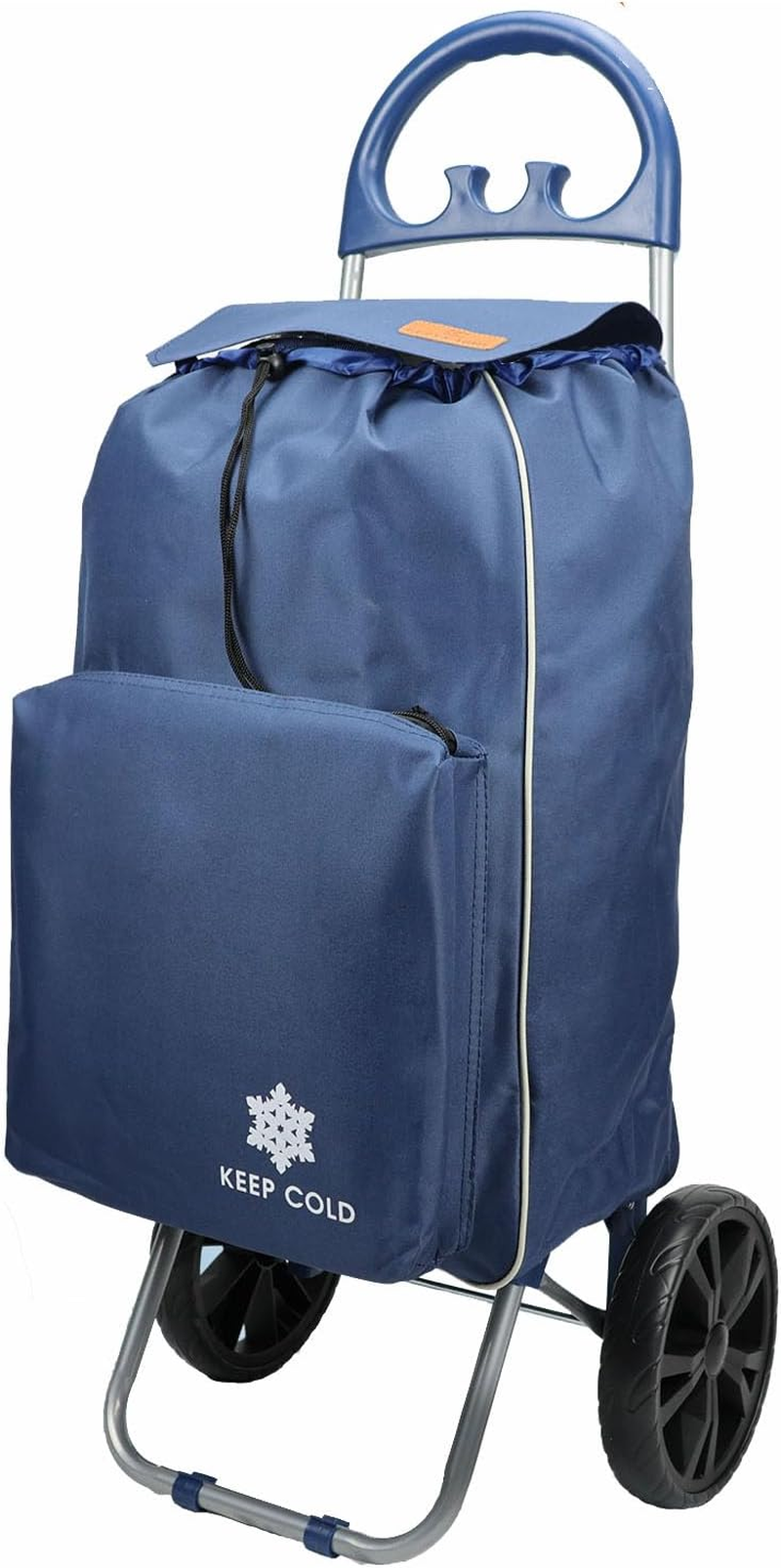 Foldable Shopping Trolley,Aluminium Frame Shopping Cart Luggage with Bags, Dolly Grocery Cart with Plastic Handle (Blue)