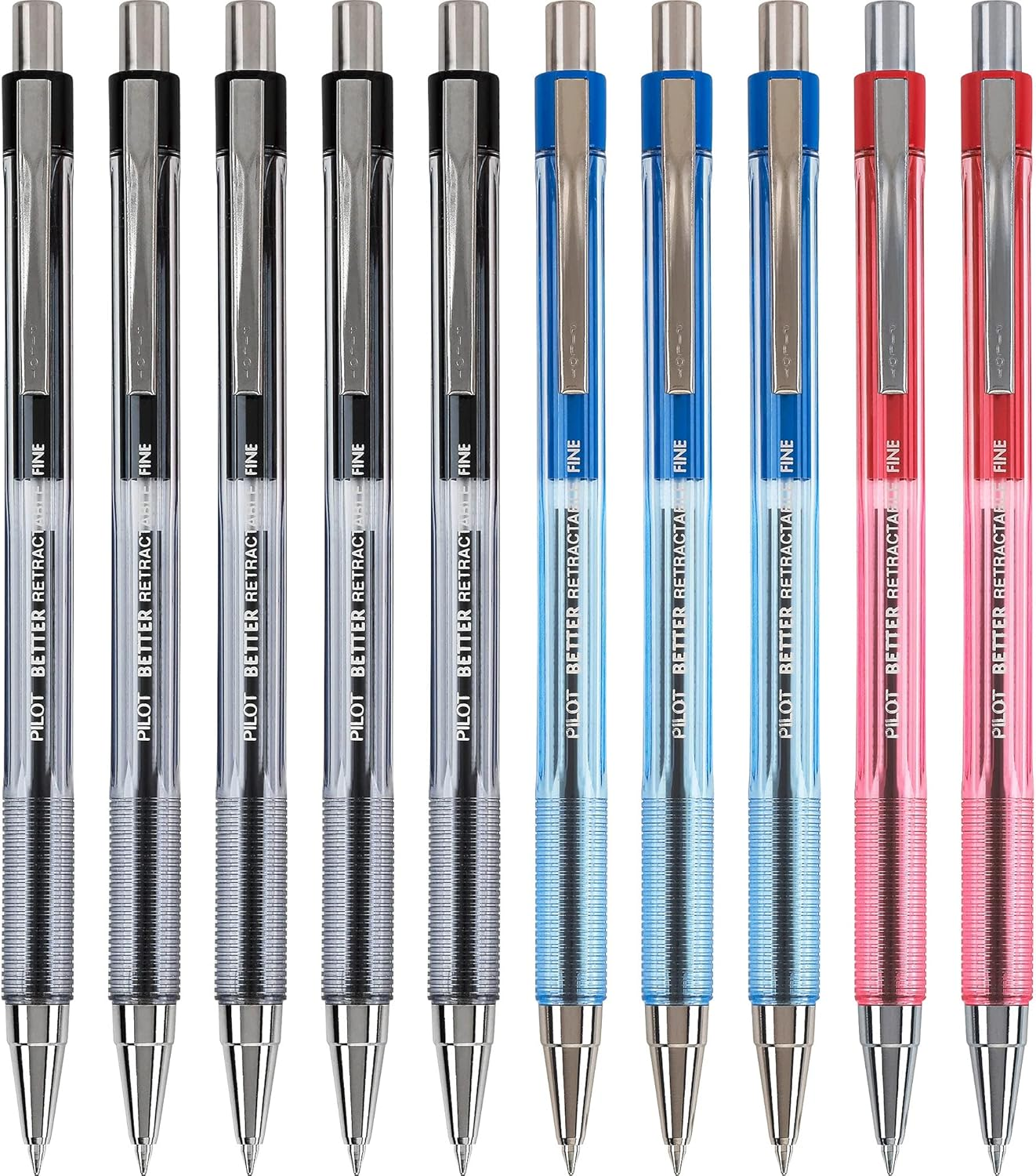Pilot Better Ball Point Retractable Pens, Medium Point, Assorted Colors, 10 Count (16773) image number 1