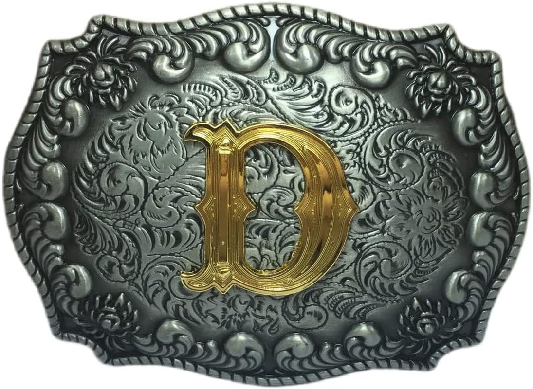 COOLLA Belt Buckle for Men- Initial Letters ABCDEFG to Z Western Rodeo Texas Cowboy Large Belt Buckles