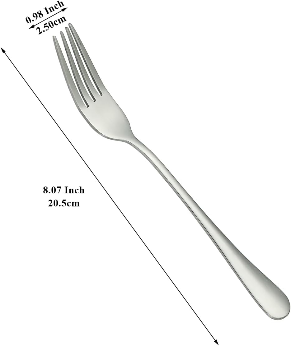 Evanda Dinner Fork 12 Pieces, Stainless Steel 20.5Cm Forks, Cake Forks, Table Forks,Dessert Forks, Easy to Clean, Dishwasher Safe image number 2