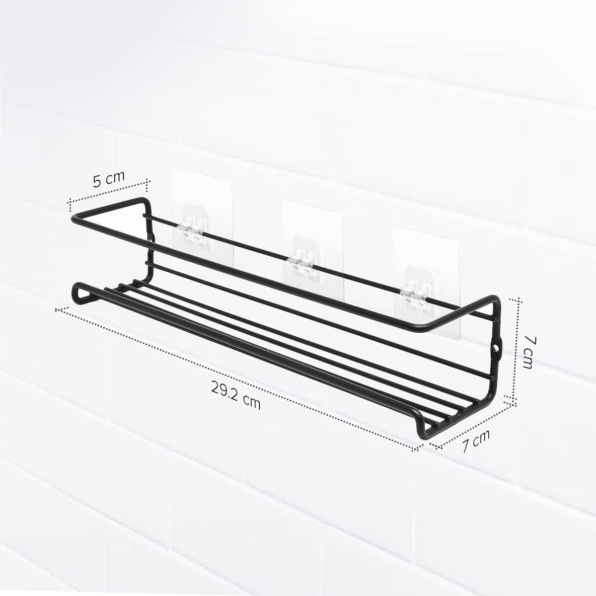 Joeji'S Kitchen Black 2-Tier Spice Shelf Herb Rack - Seasoning Organiser for Kitchen - Wall Hanging Spice Rack Organiser - Spice Rack for Spices, Condiments, Cooking Tools - Black image number 5