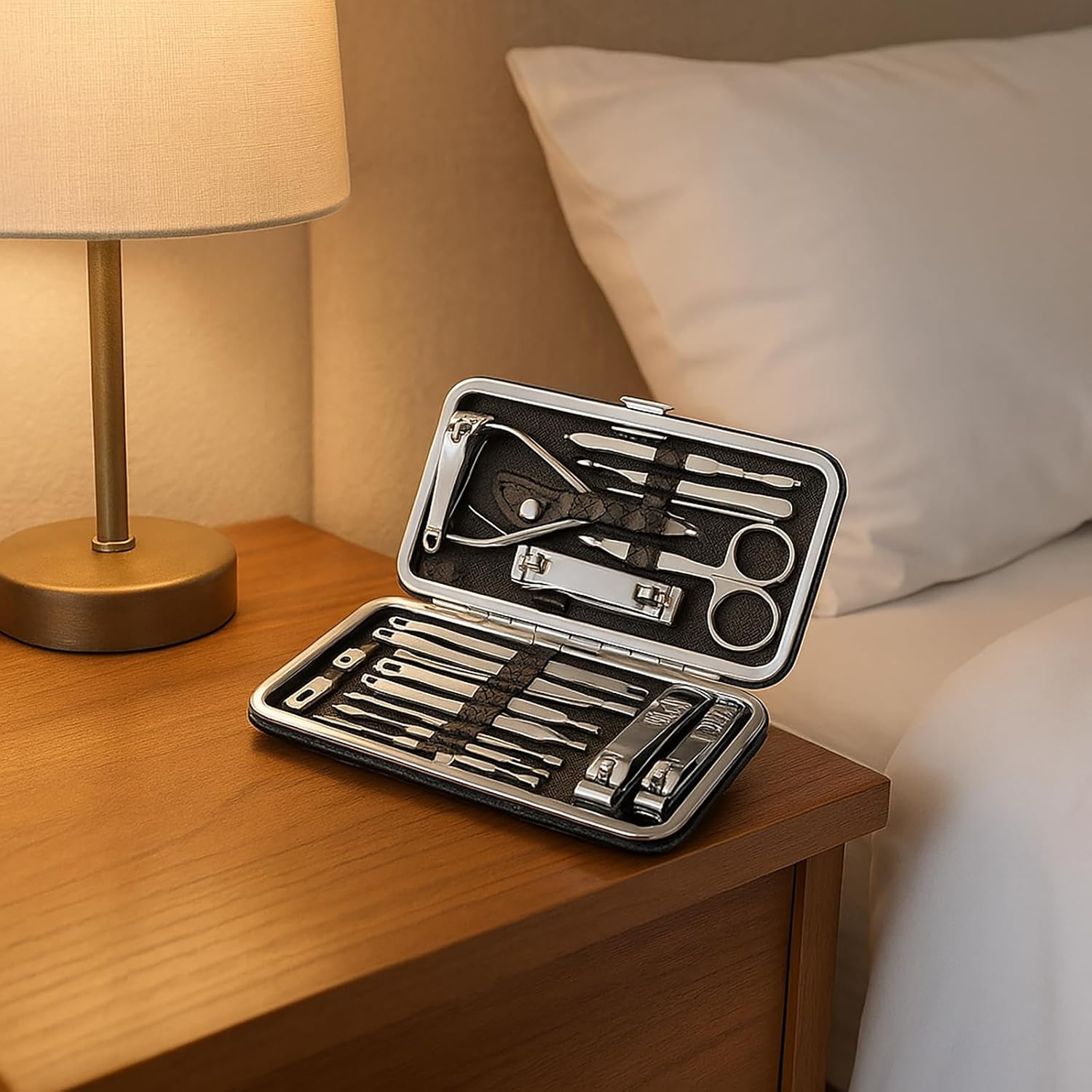 SYGELER Manicure Kit,19 in 1 Professional Pedicure Kit Stainless Steel Nail Clipper Personal Care Tools with PU Leather Travel Case for Fingernails Toenails Grooming