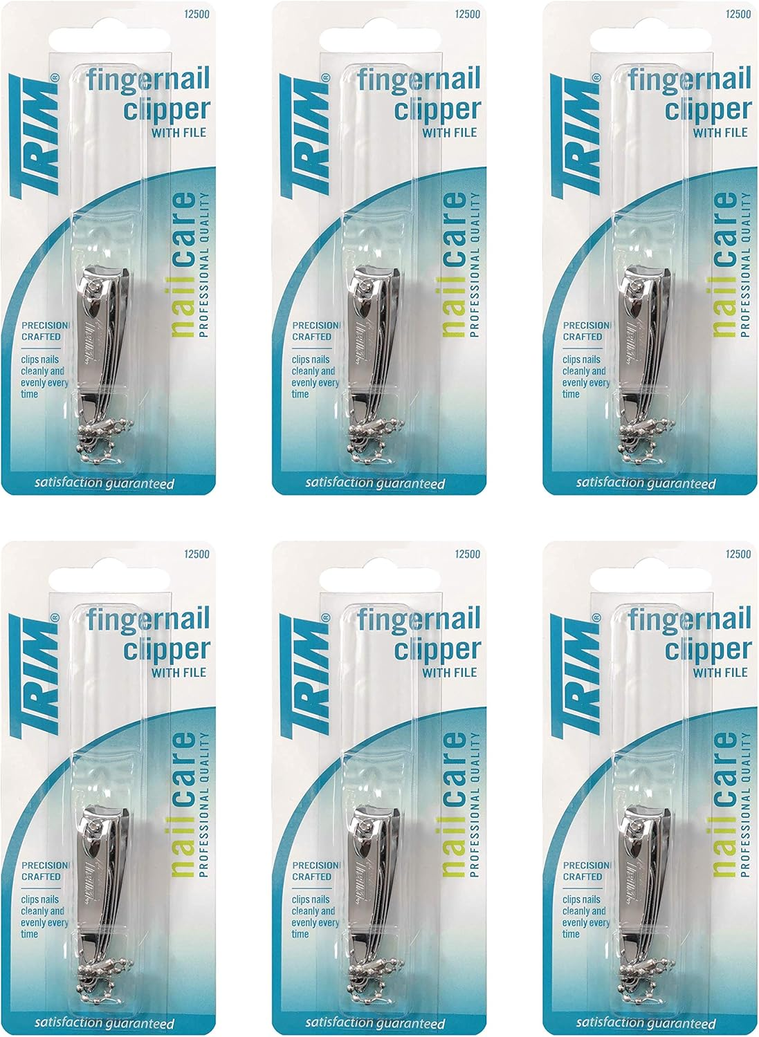 Trim Nailcare Fingernail Clipper with File Pack of 6