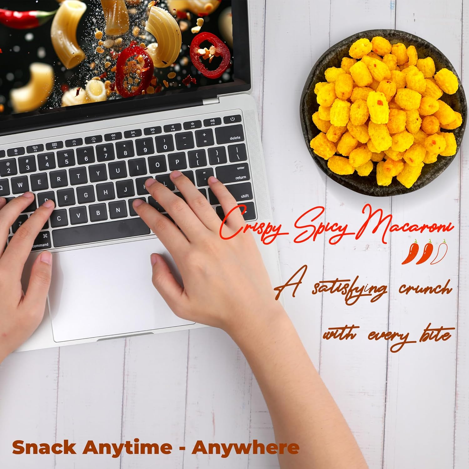 Crispy Spicy Macaroni Snack (Pack of 2) - Perfectly Balanced Chili and Garlic, Sweet and Spicy Snack, Unique Flavor, Crunchy Addictively Delicious Snack for All Occasions Perfect for Sharing, Nui Chi&ecirc;n Bơ Tỏi image number 3