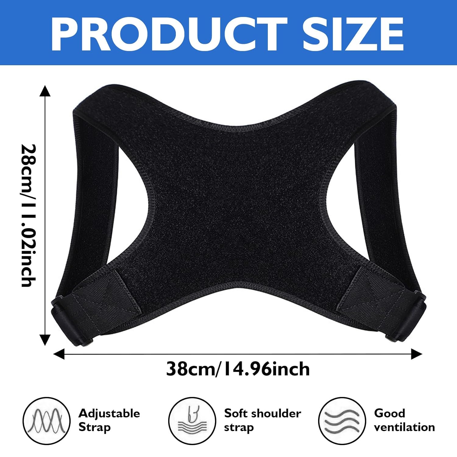 Advanced Posture Corrector for Men & Women, Breathable & Adjustable Orthopedic Support for Upper Back, Neck, Shoulder Pain Relief & Improved Posture, Orthopedic Posture Corrector (Black) image number 5