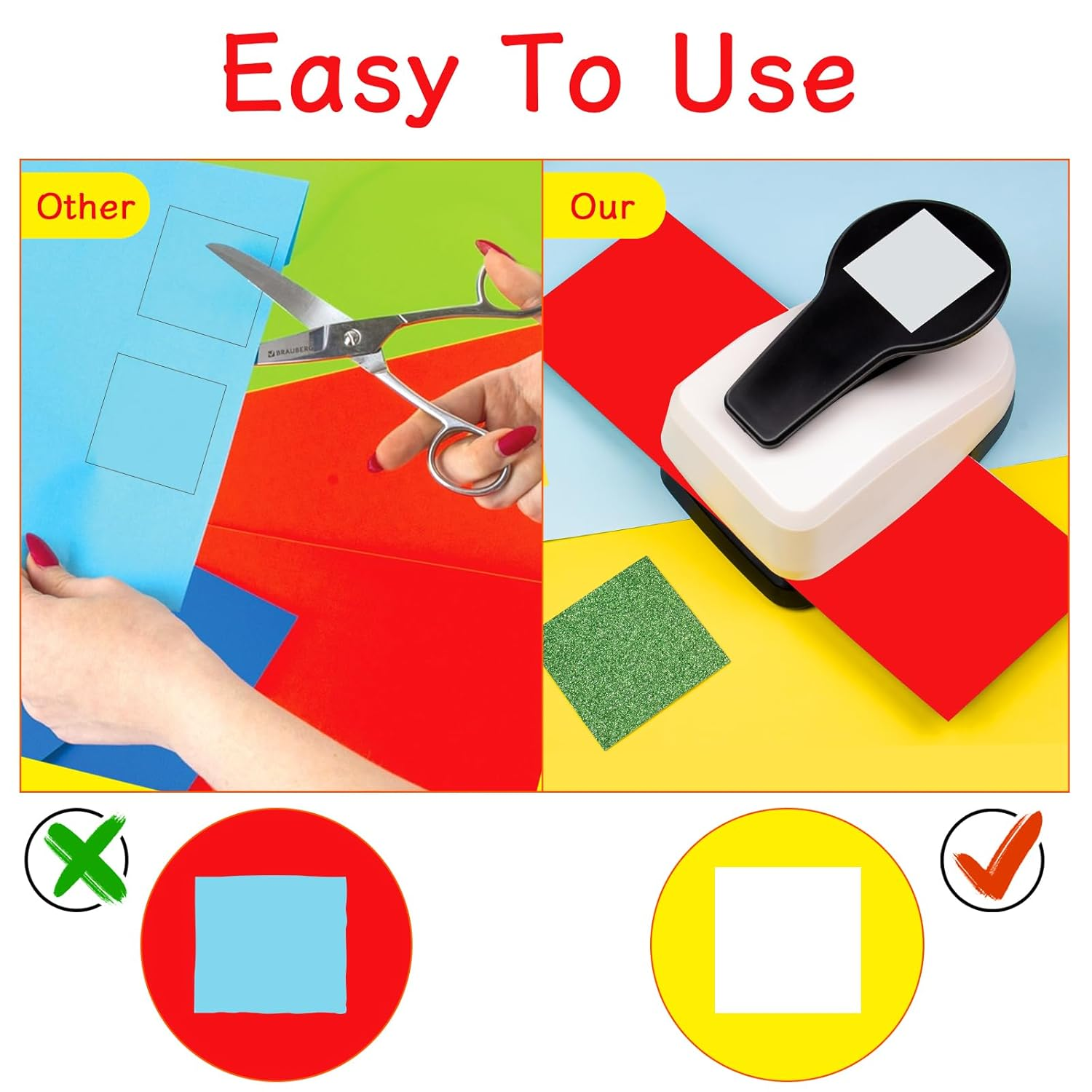 Square Punch 1.42 Inch Square Hole Punch Squares Craft Puncher Hole Punches for Crafts Squares Punches for Scrapbooking Cards DIY Arts Projects image number 4