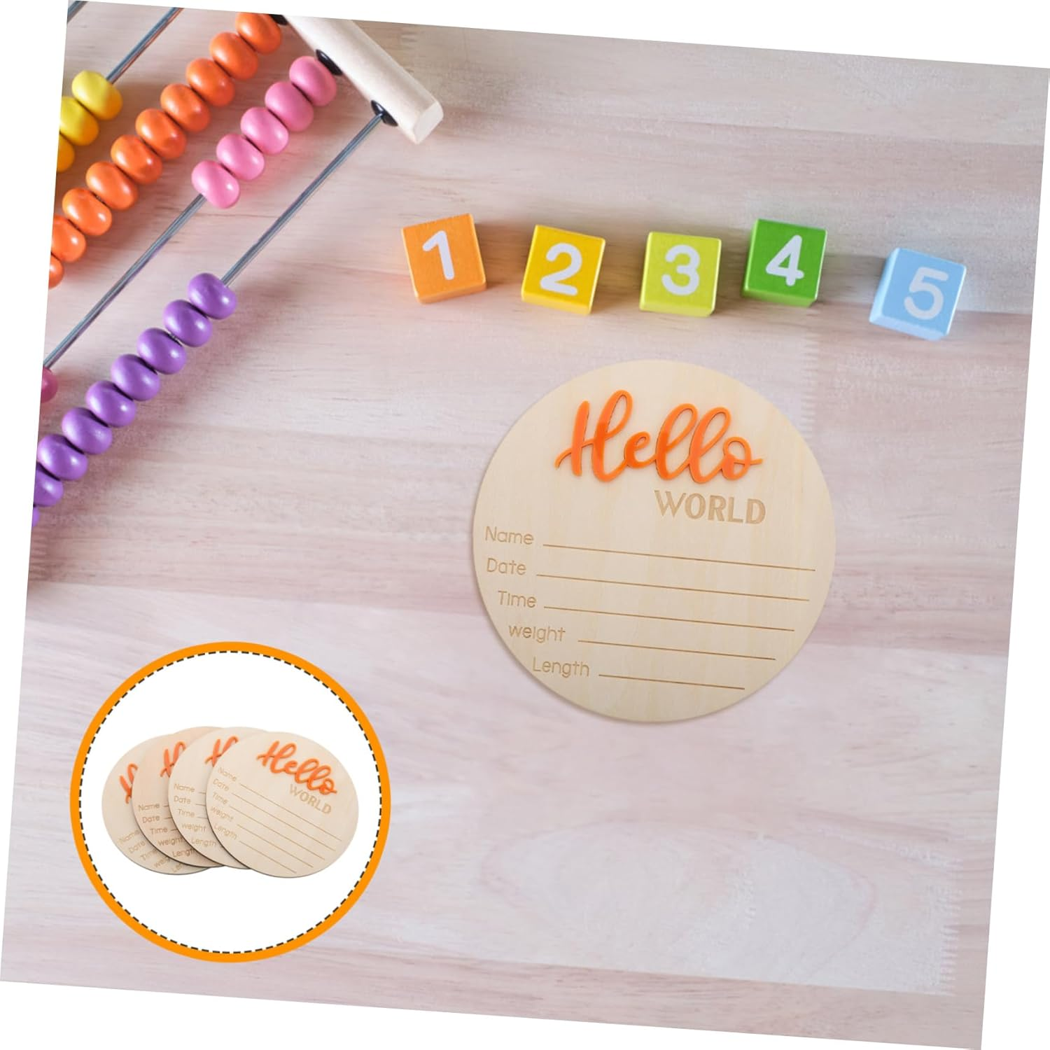 Wooden Birth Sign Card Welcome Sign for Newborn Shower Announcement Board Name Plate Craft Props for Boy Girl image number 4