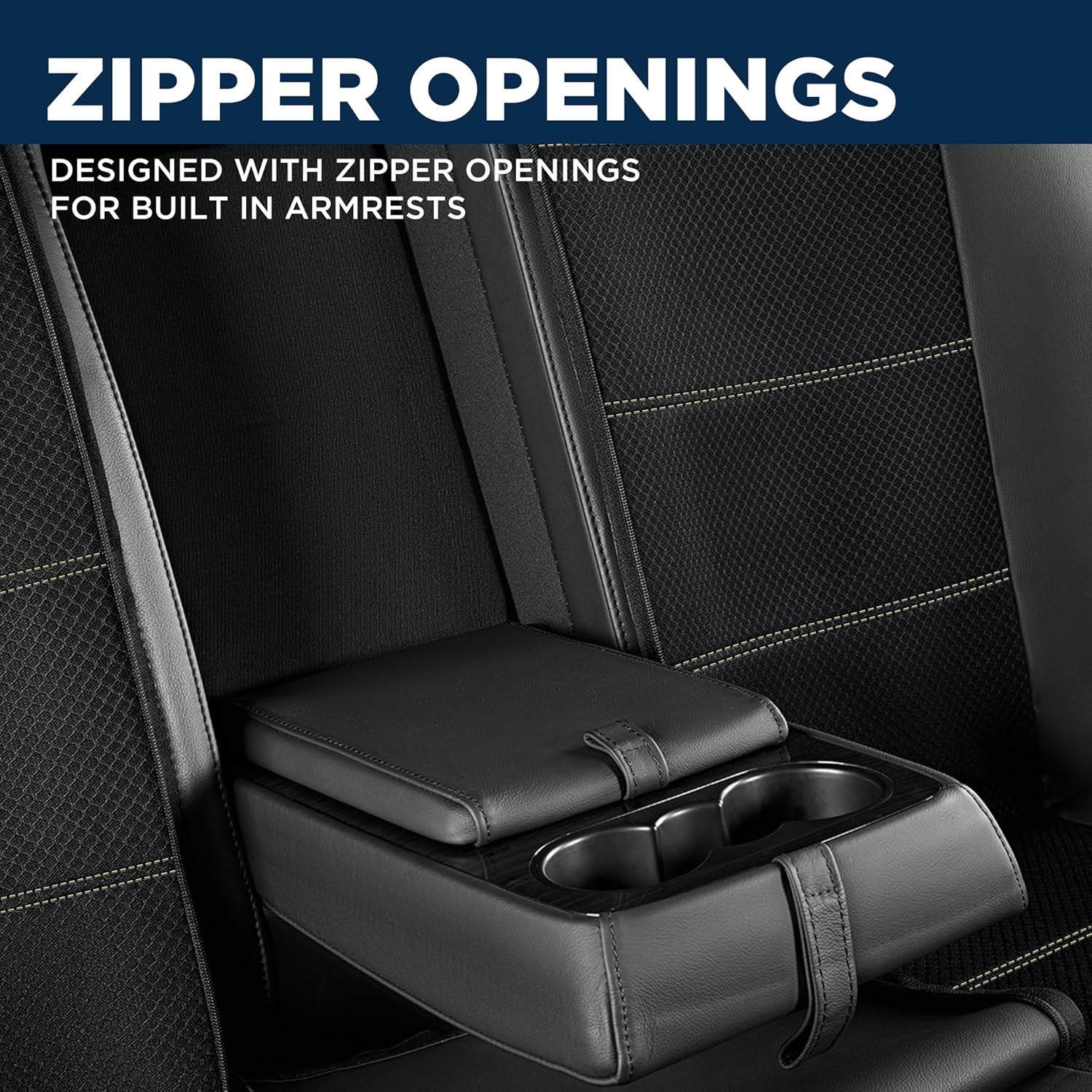 PIC AUTO Leather Car Seat Covers, Sports Carbon Fiber & Mesh Design, High-Back Full Set, Waterproof Automotive Seat Covers, Airbag Compatible, Universal Fit for Cars, Suvs, Trucks (Black & Gray) image number 3