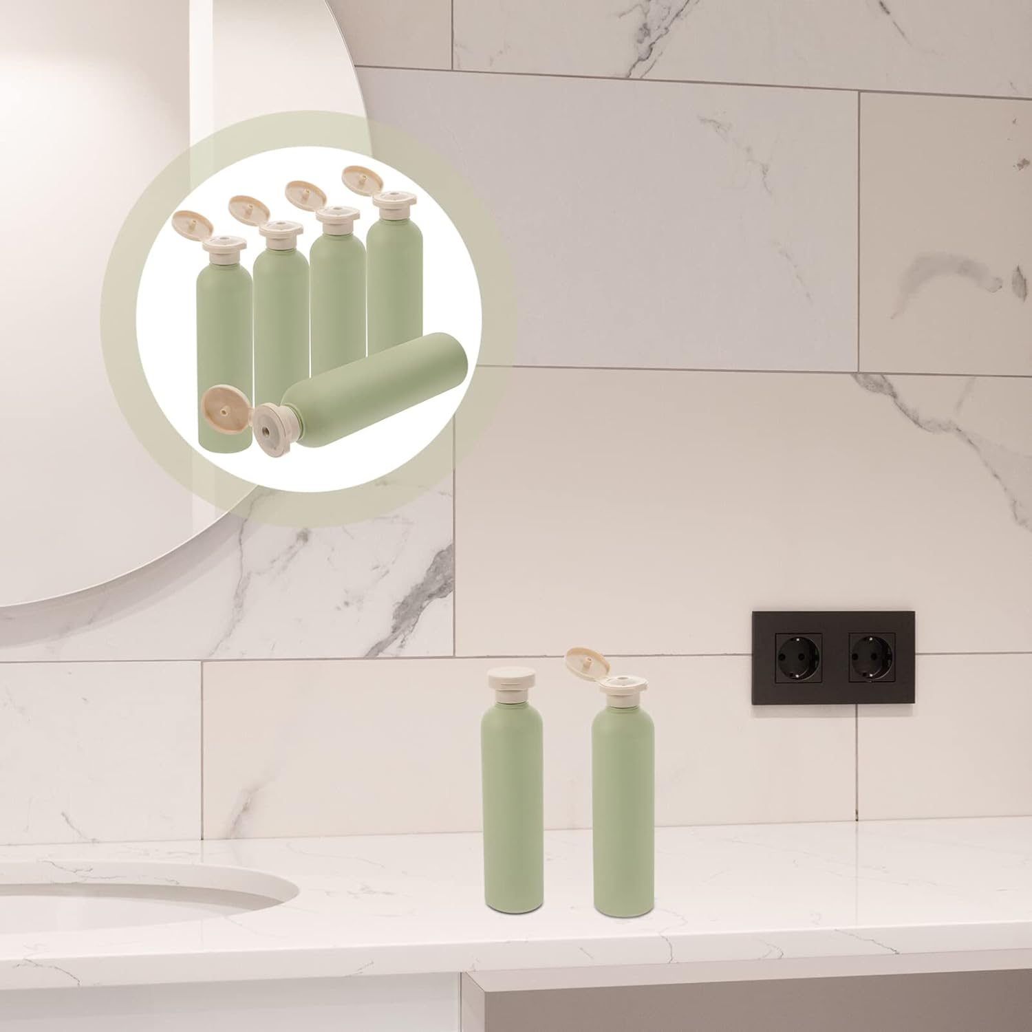 STOBAZA 5Pcs Plastic Refillable Travel Bottles Flip Cap for Conditioner and Shampoo Empty Squeeze Bottle for Lotion image number 3