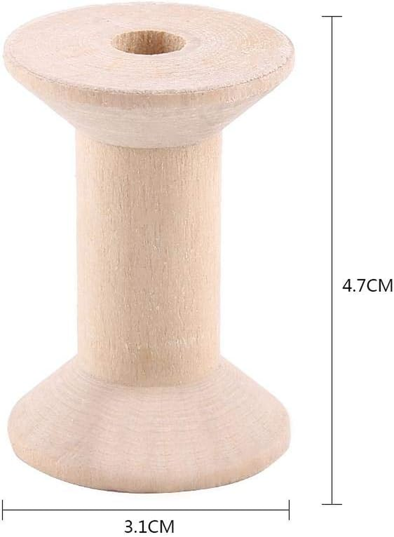10Pcs Wooden Empty Spool 47Mm X31Mm Empty Thread Spools Wire Weaving Bobbins image number 2
