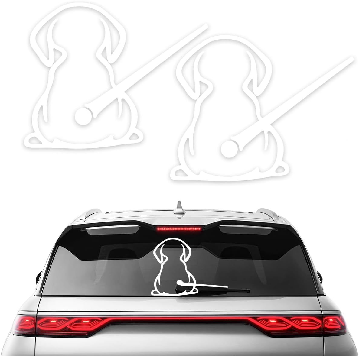 Povtii 2 PCS Car Dog Rear Wipers Windshield Decals, Cute Animal Puppy Auto Rear Window Wiper Sticker, Waterproof Cartoon Funny Dog Moving Tail Stickers, Universal Car Accessories (Colorful)