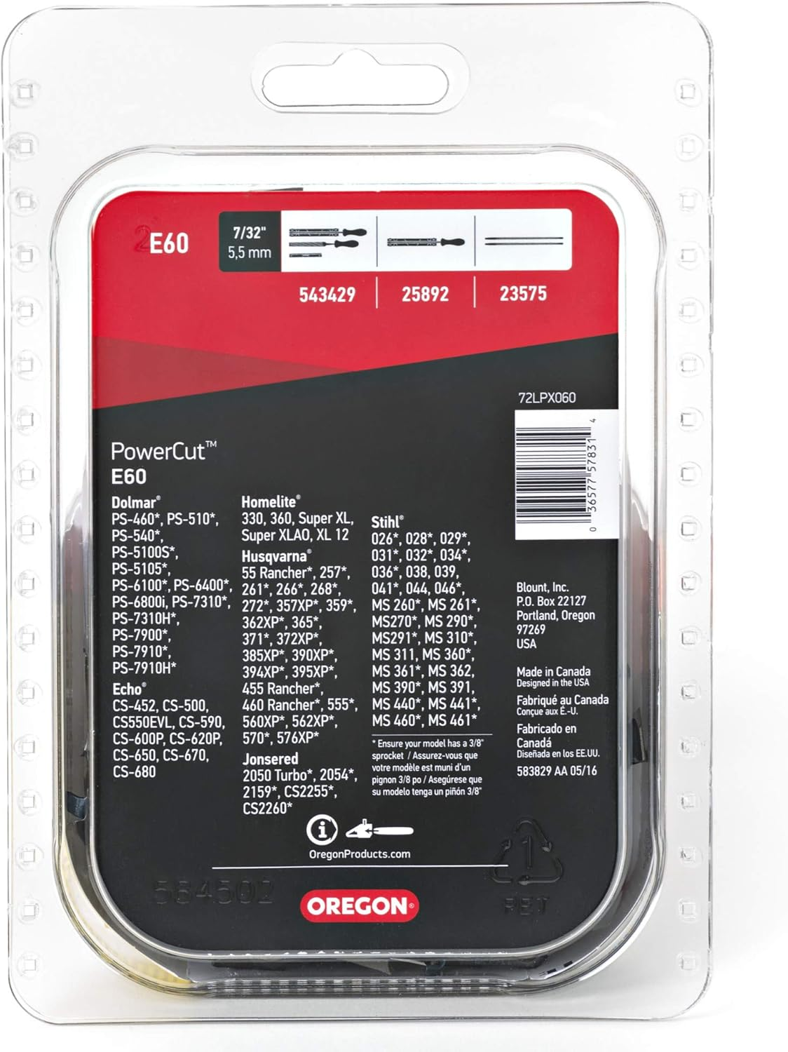Oregon E60 Powercut 16-Inch Chainsaw Chain, Fits Husqvarna, Stihl, Echo image number 4
