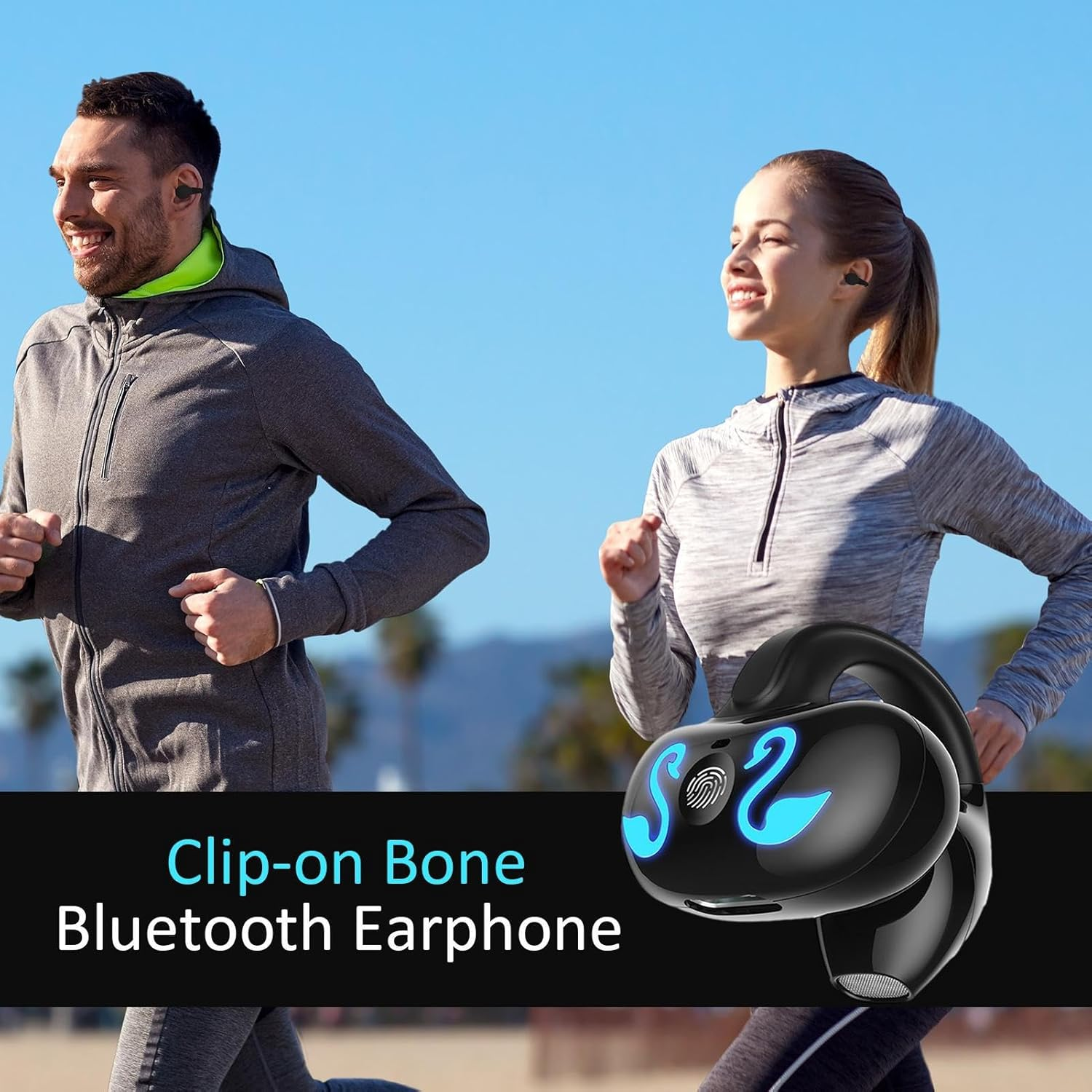 Wireless Ear Clip Headphones - Open Ear Wireless, Bone Conduction Gym Headphones, 5.3 Sports Headphones | 10 Hours Music Playtime, Wireless Sound for Smartphone, Laptop, Trucker, Outdoor Exercise image number 4