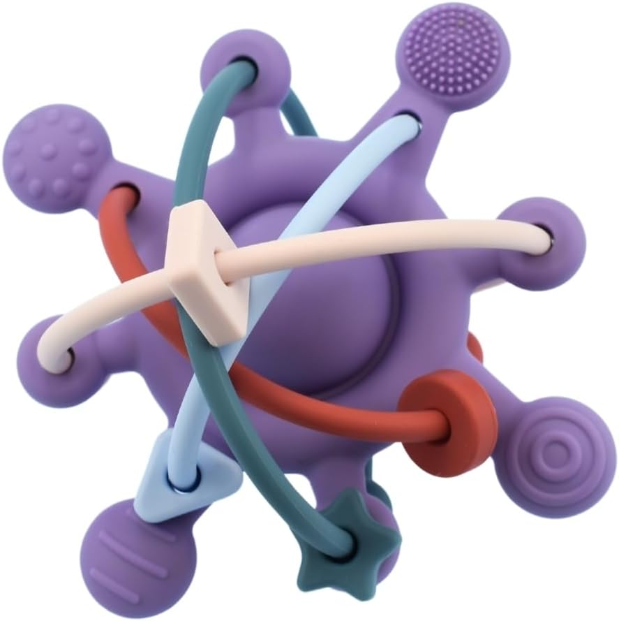 Koala Dream -CA3019B Silicone Sensory Space Rattle TEETHER Purple: Clutch Sensory Teether for Babies image number 1
