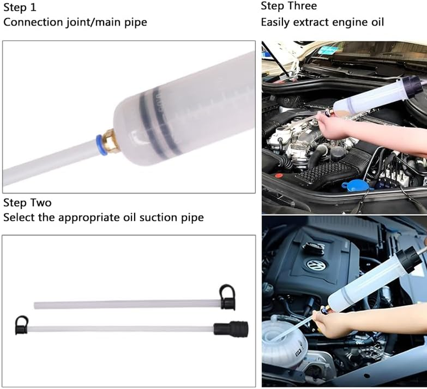 WADY 200Cc Fluid Extractor Pump,Automotive Fluid Extractor Pump,Oil Extractor/Oil Syringe Fluid Transfer Pump with Hose, Manual Fuel Suction & Filler, Fluid Oil Change Evacuator