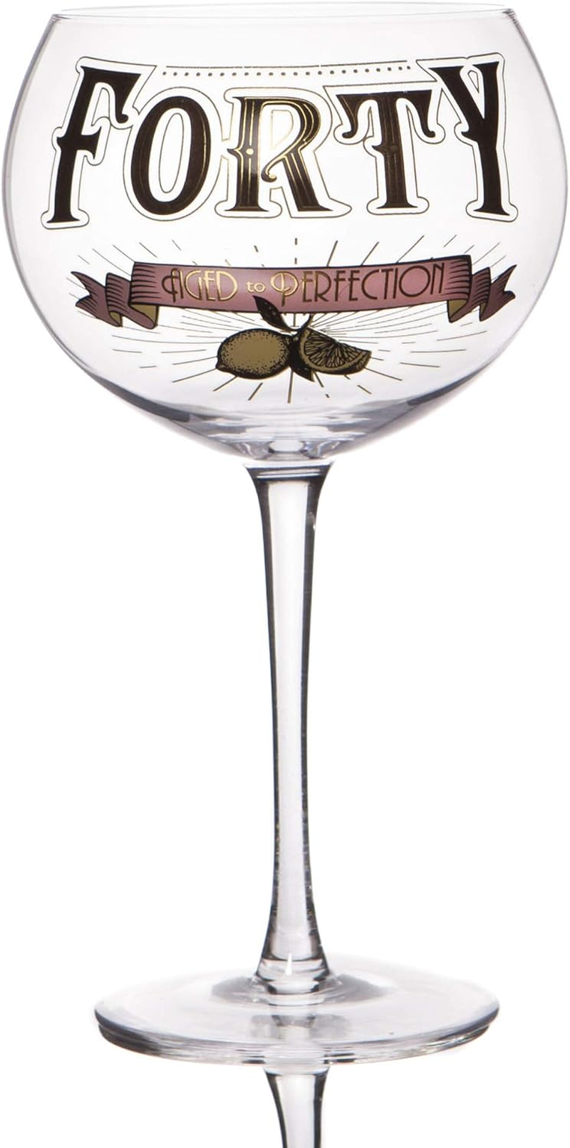 Boxer Gifts GWG340 Age &lsquo;Forty &ndash; Aged Prohibition Style Gin Bloom Glass | Glassware Perfect for a 40Th Birthday | Packaged in a Vintage Gift Box image number 3