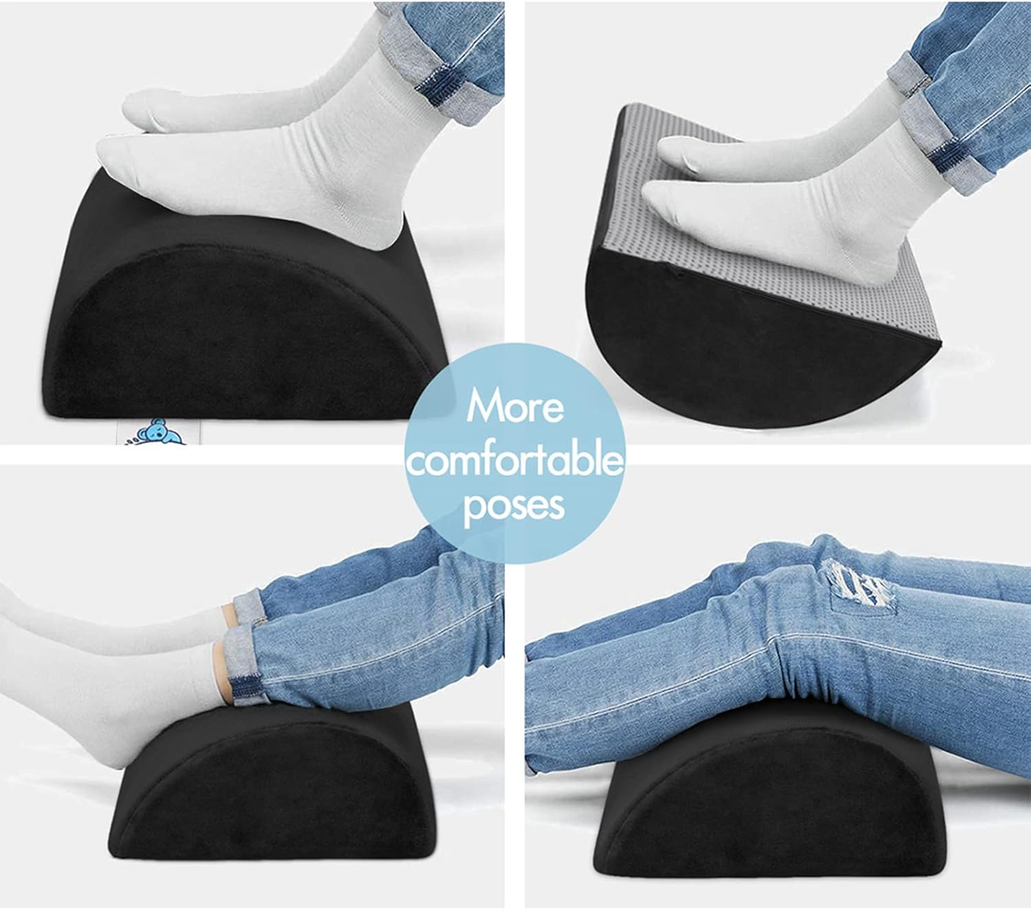 STARRY EUCALYPT Foot Rest under Desk with Removable Plush Cover, High Density Foam Foot Stool Cushion for Gaming Office Computer Chair, Ergonomic Home Desk Foot Pad Pillow for Leg Support(Black) image number 3