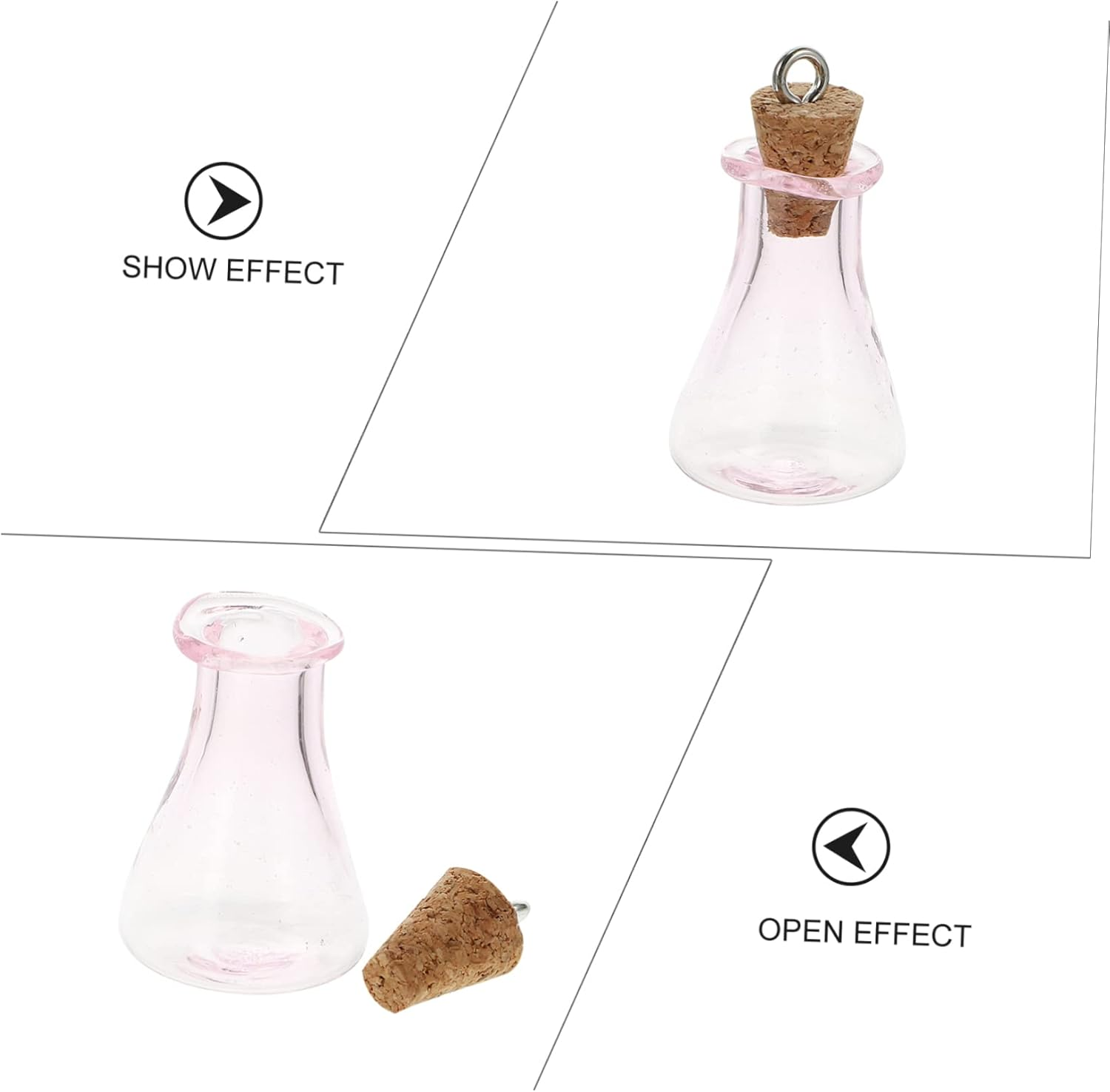 STOBAZA Glass Bottle Pendant Mini Square Drift Bottles Craft Decors for Hanging Ornaments - Pink image number 3