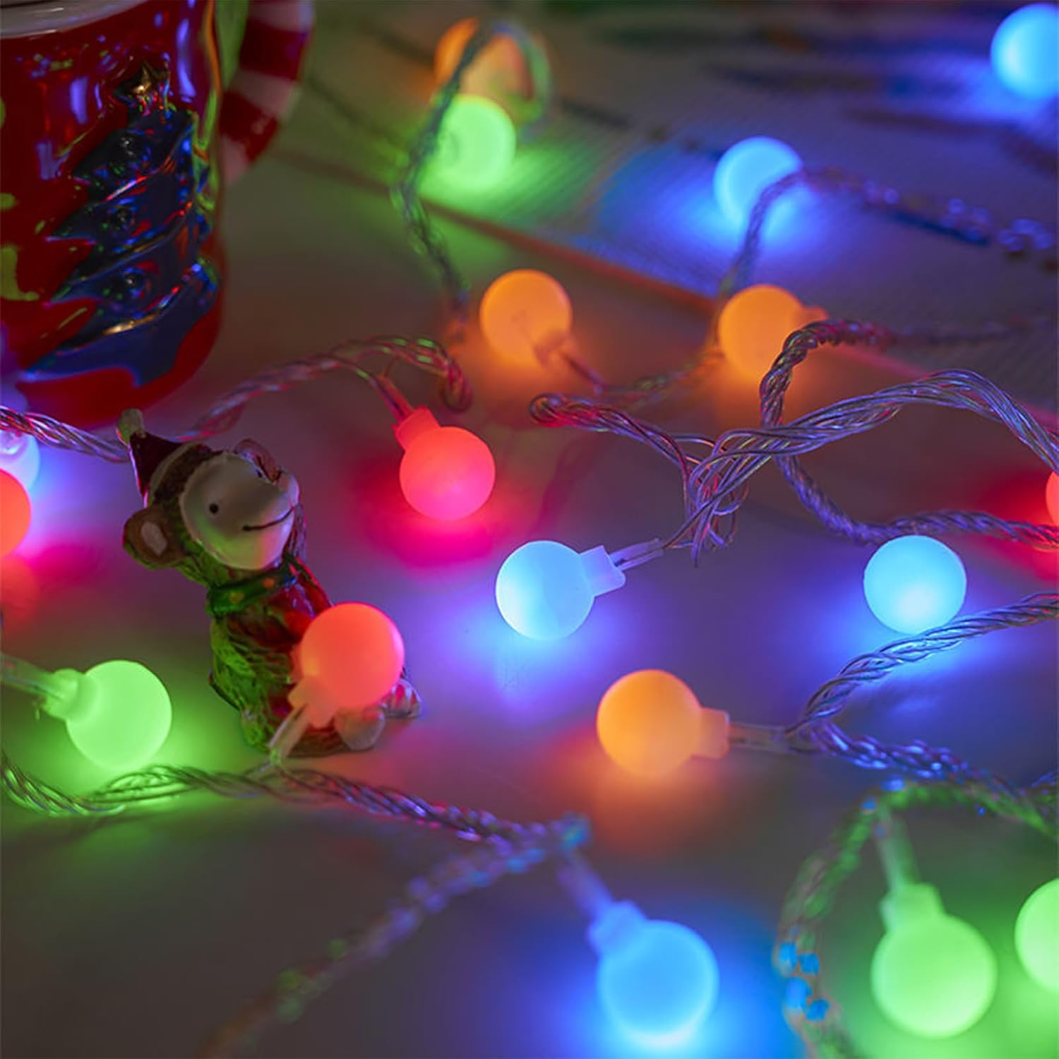 ENLACE LED Ball String Lights, 1.5M 10 LED String Lights, Battery Operated Multicolor for Outdoor, Indoor, Wedding, Party, Christmas, Garden, Balcony, Decoration image number 1