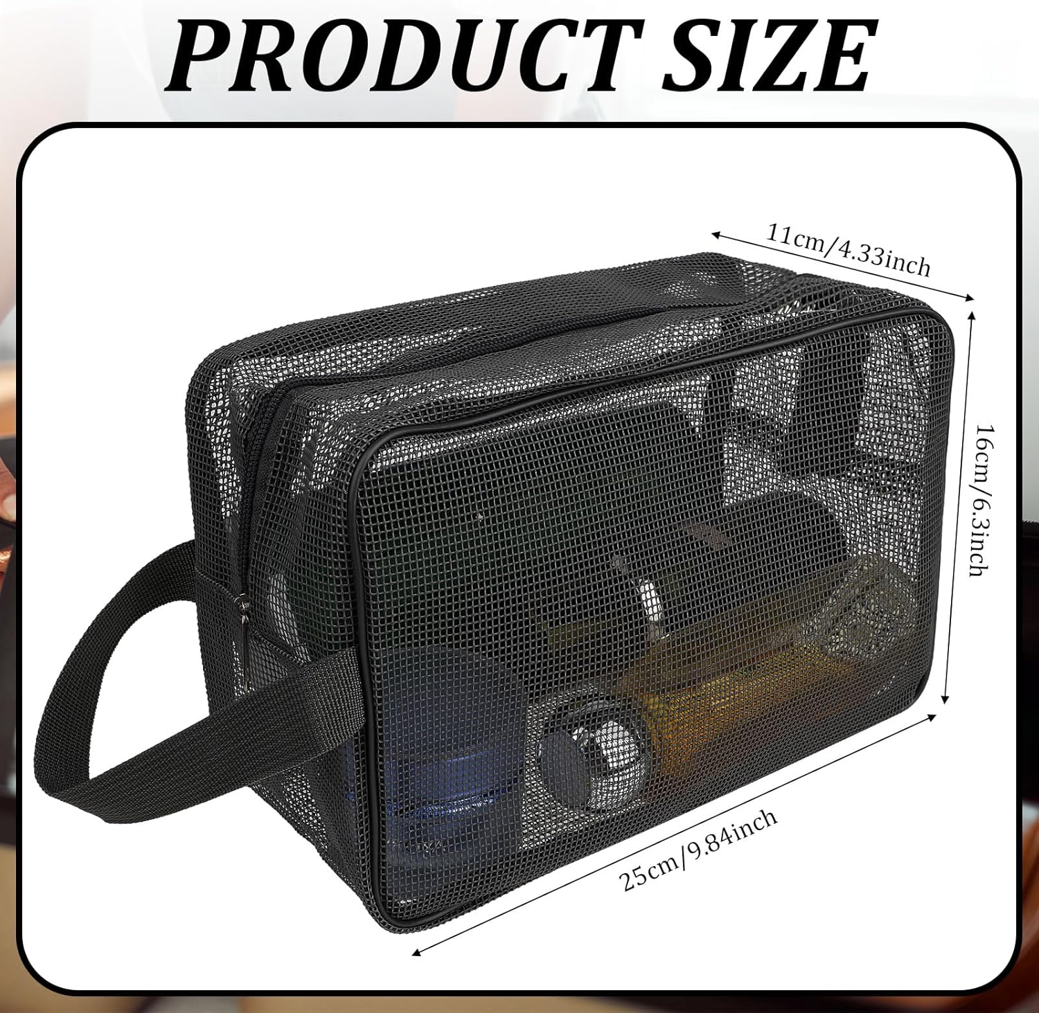 DDPOND Mesh Shower Bag, Mesh Toiletry Bags for Traveling, Gym Toiletry Bag for Men Women, Toiletry Organizer Tote for Gym Travel Camping College Dorm Room Bathroom(Black) image number 1